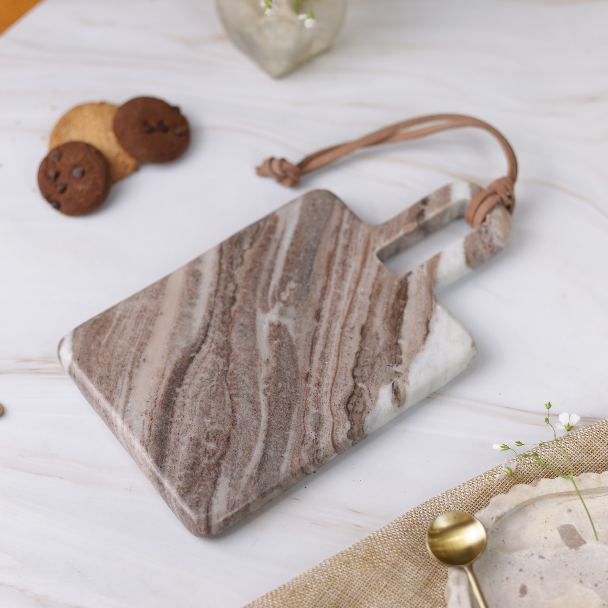 Chocolate Beige Marble Rectangular Chopping board