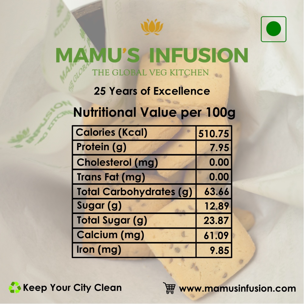 Mamus Infusion Ajwain Cookies 250g Healthy Tasty Baked Preservatives Free Artificial Color Free MSG Free Trans Fat Free