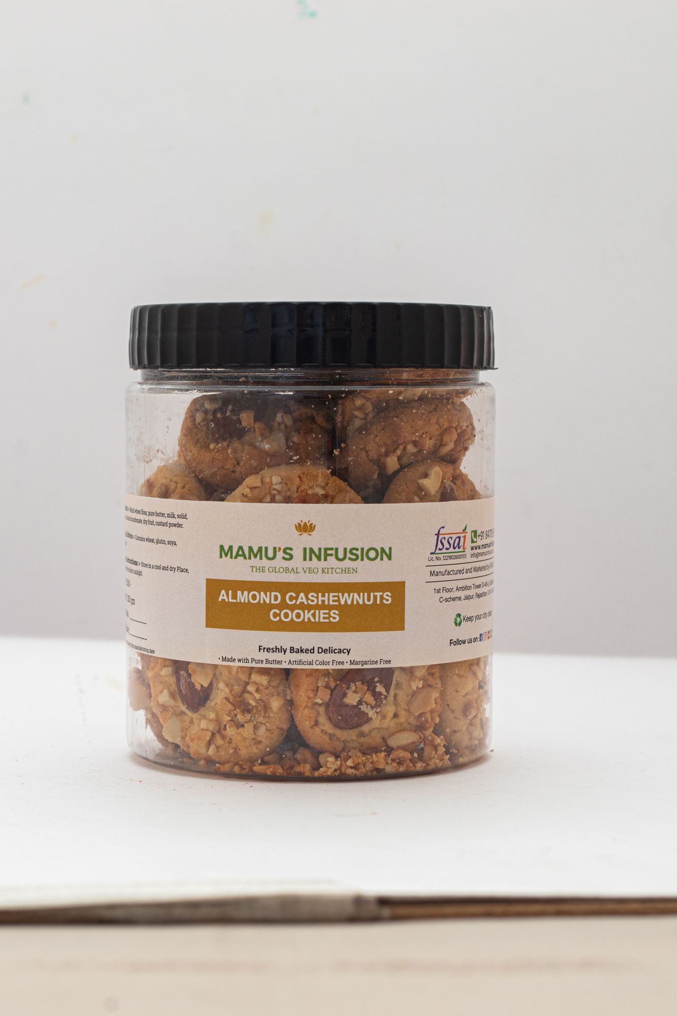 Mamus Infusion Almond Cashewnut Cookies 250g Healthy Tasty Baked Preservatives Free Artificial Color Free MSG Free Trans Fat Free