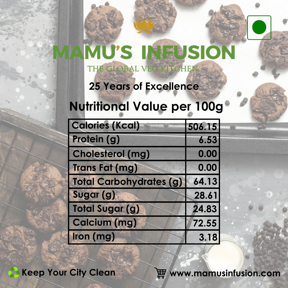 Mamus Infusion Choco Chunk Cookies 250g Healthy Tasty Baked Preservatives Free Artificial Color Free MSG Free Trans Fat Free