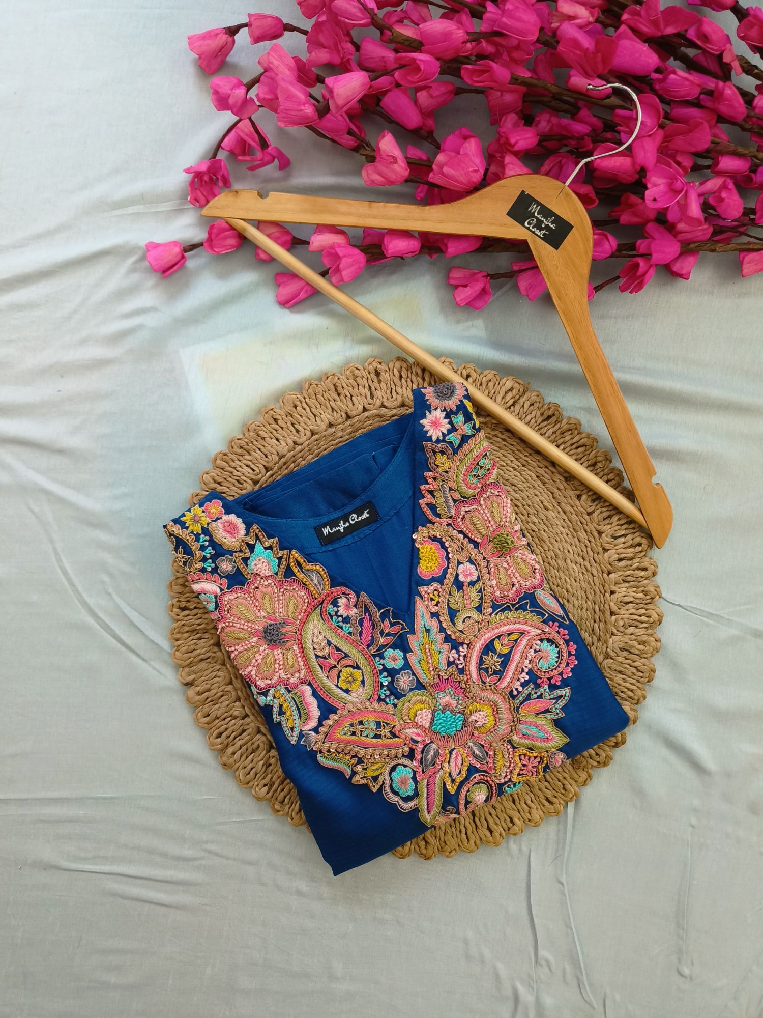 ROYAL BLUE THREAD AND SEQUINS SUIT SET