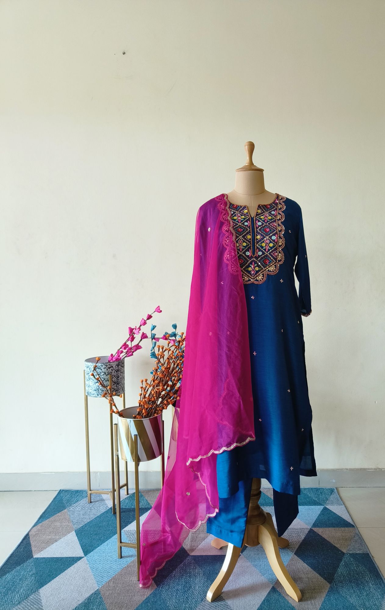 NAVY BLUE SEQUINS SUIT SET