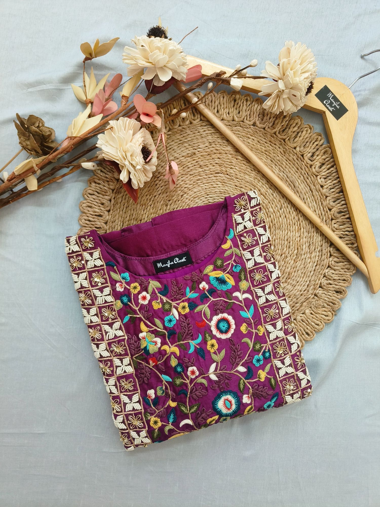 WINE THREAD MOTI AND DABKA SUIT SET