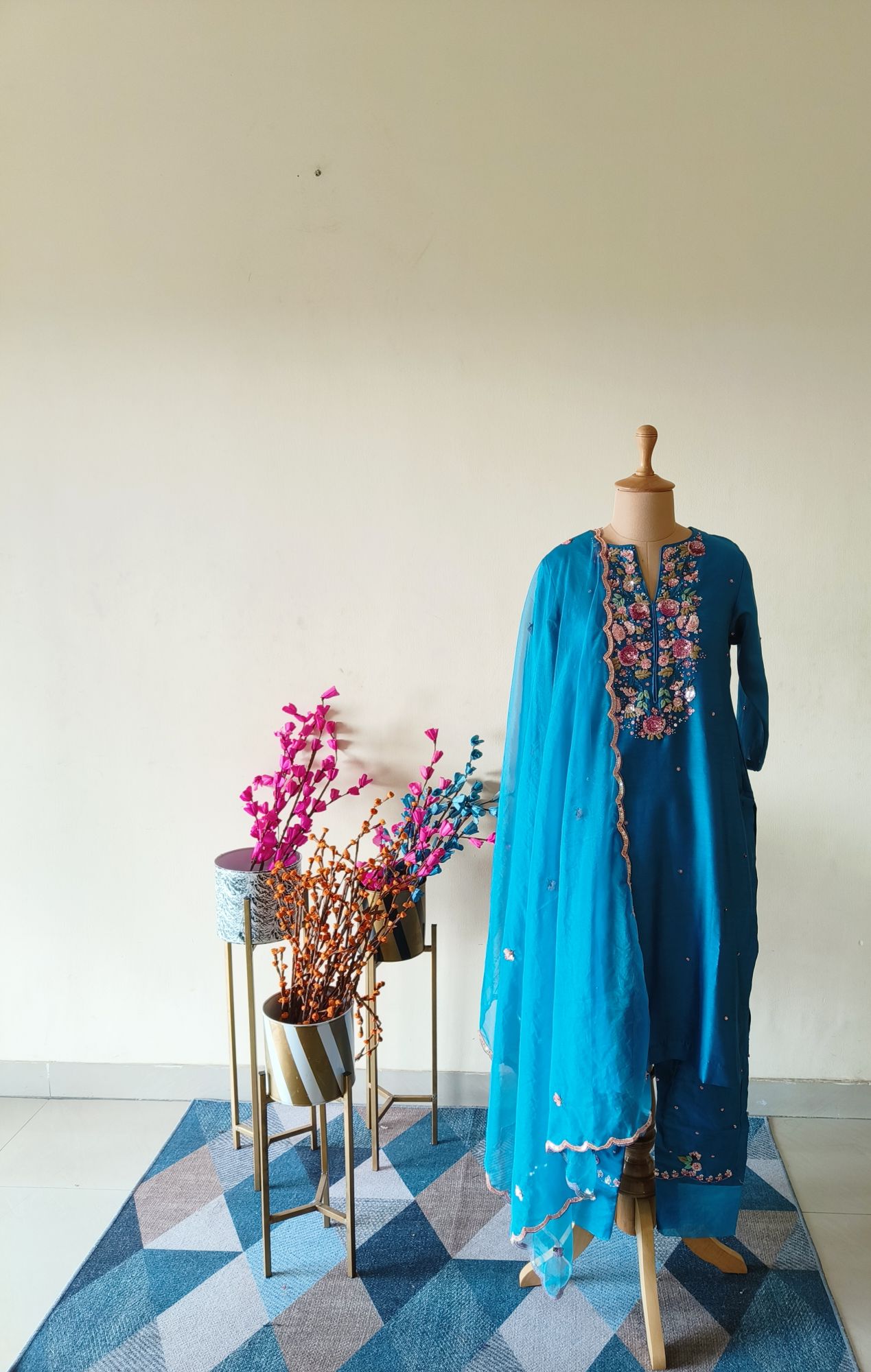 BLUE SEQUINS SUIT SET