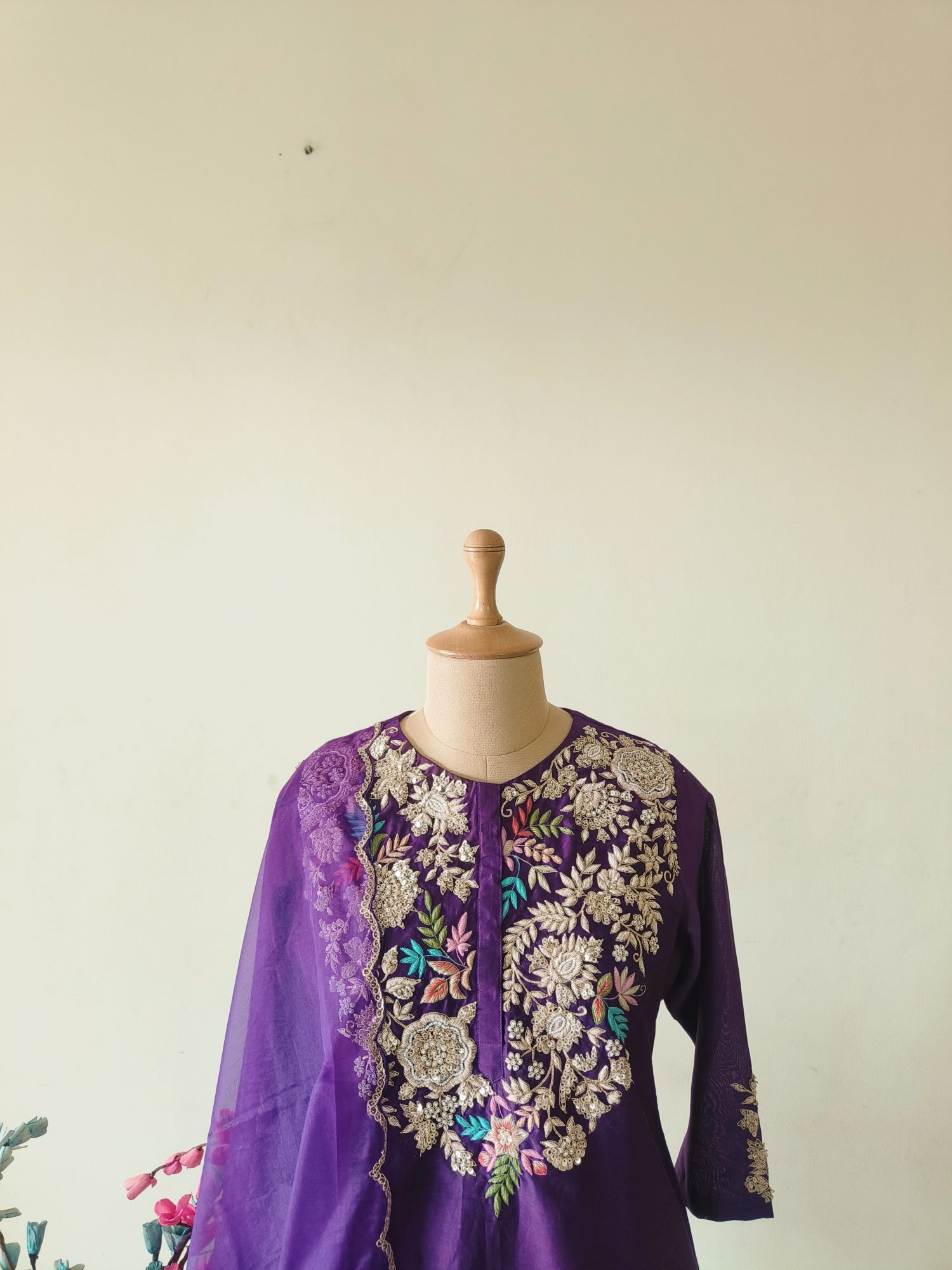 PURPLE DABKA AND THREAD SUIT SET