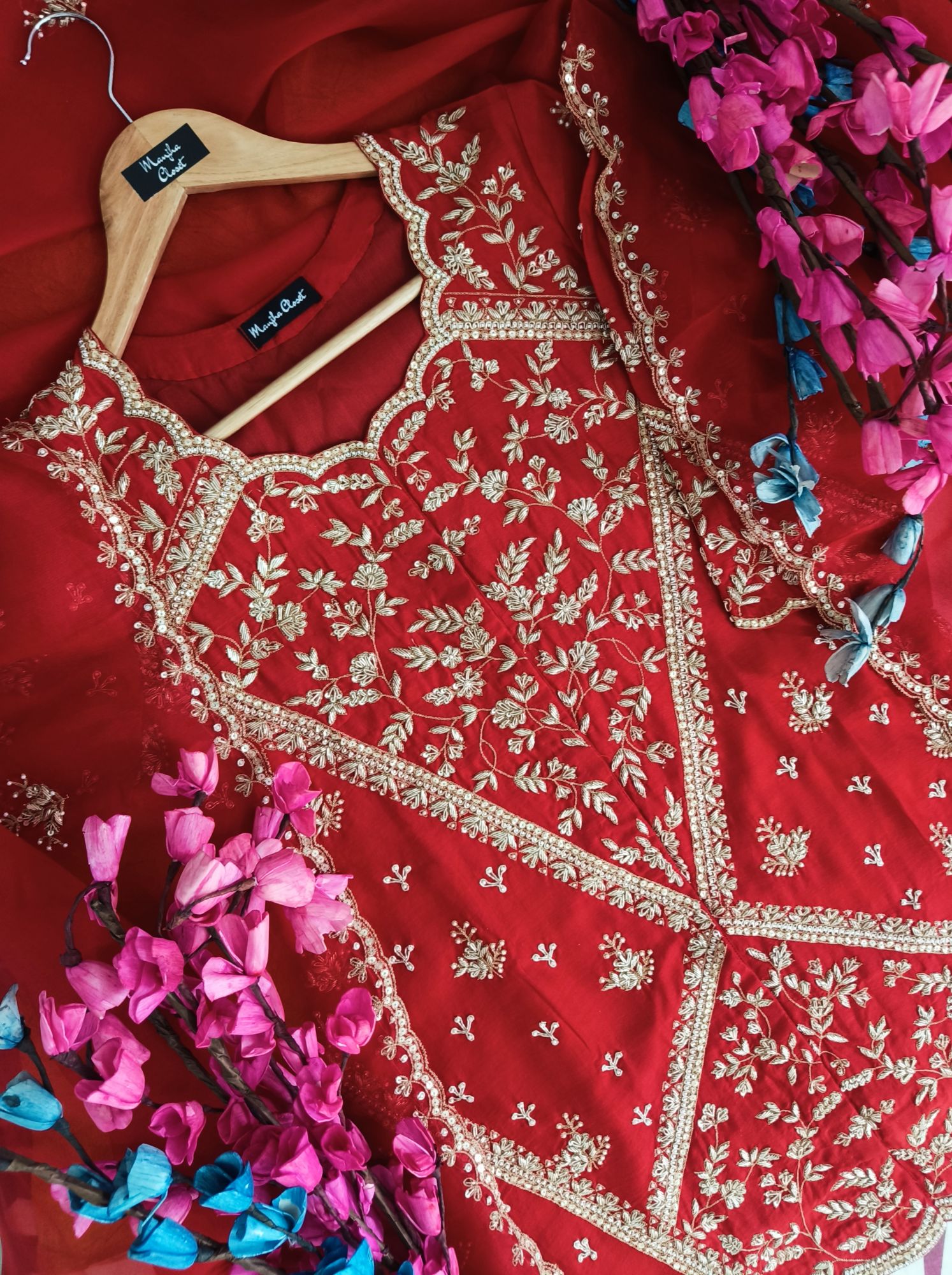 RED SHARARA SET