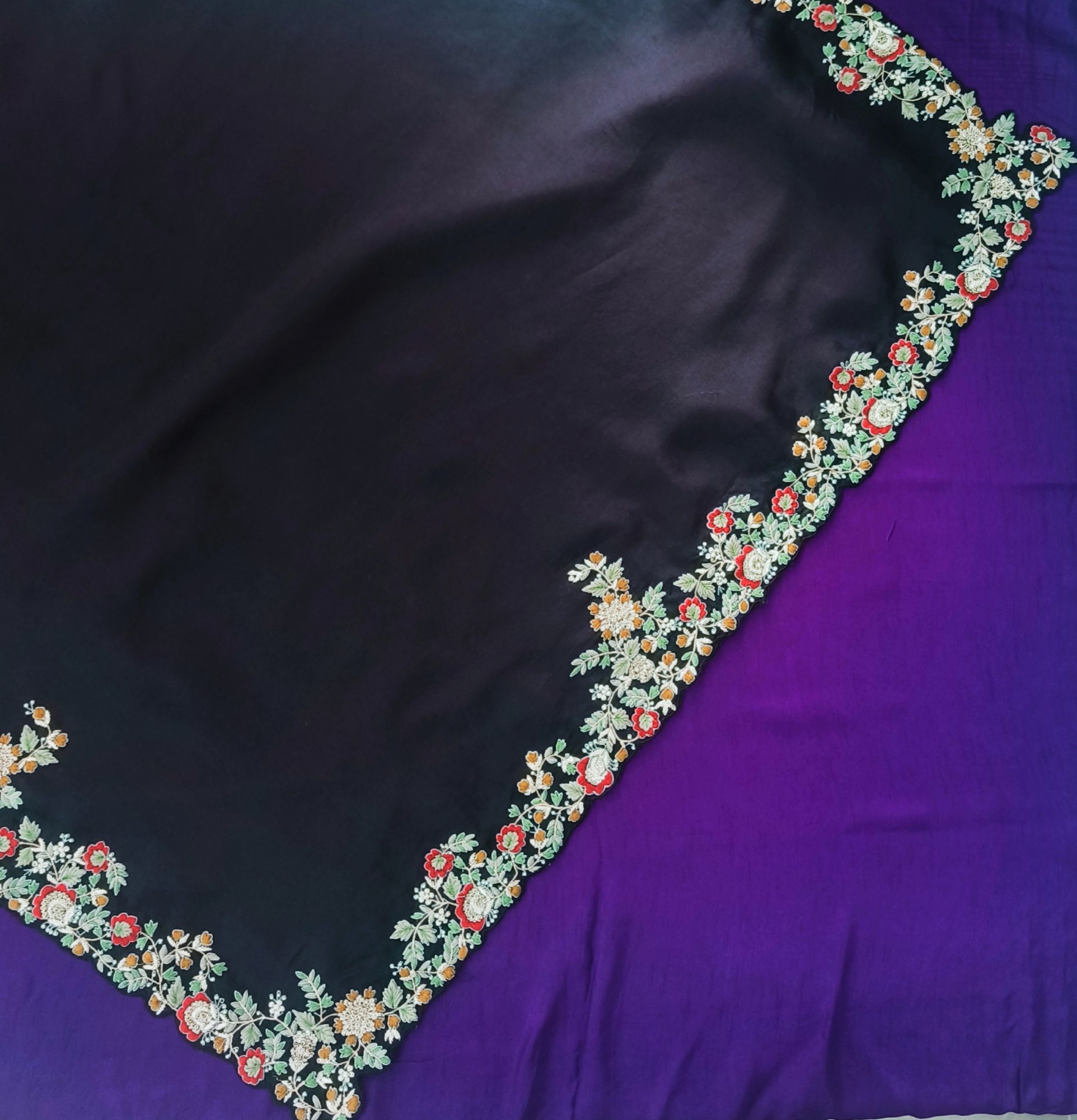 BLACK ORGANZA THREAD AND DABKA SAREE