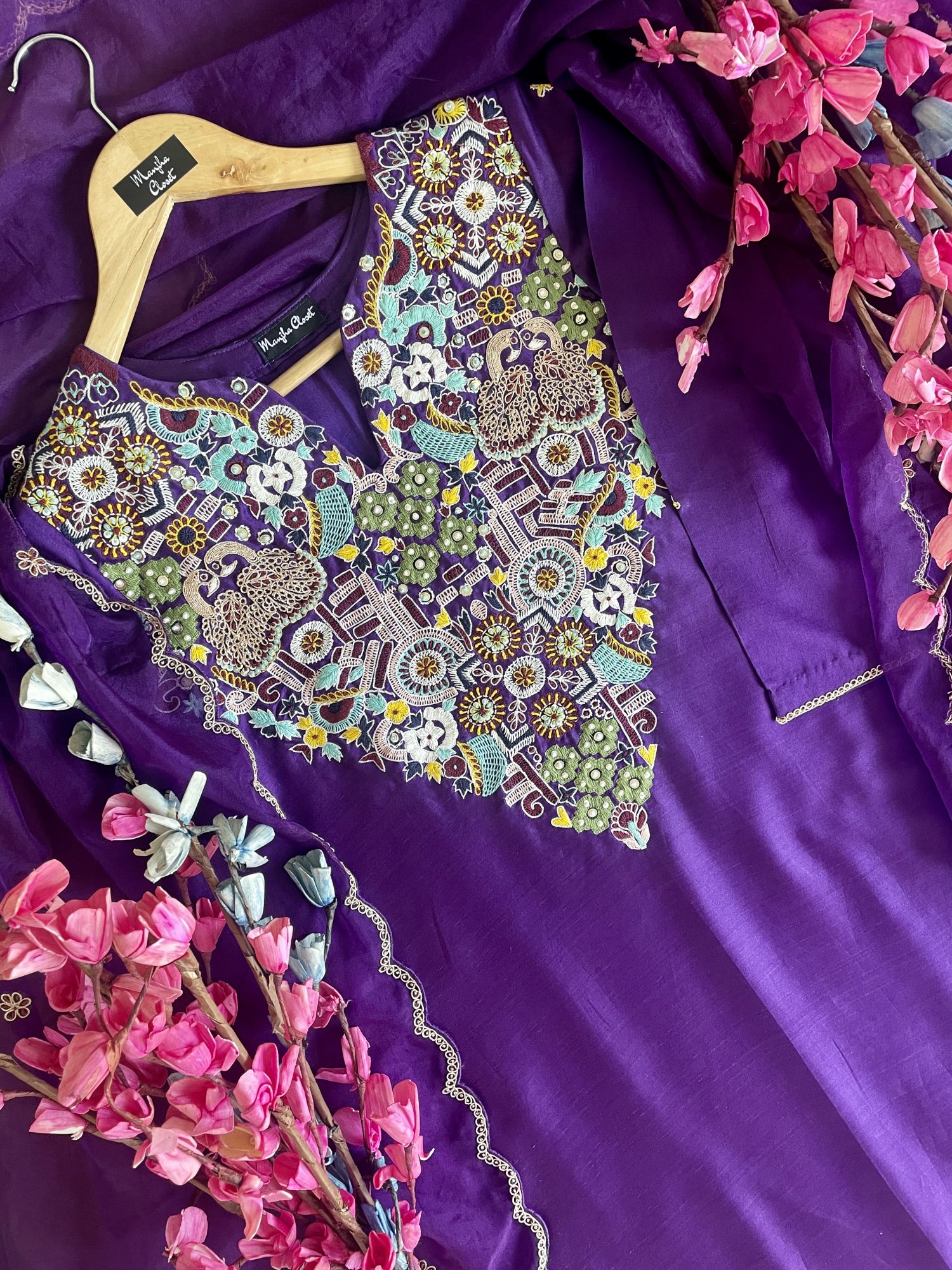 PURPLE THREAD AND DORI SUIT SET