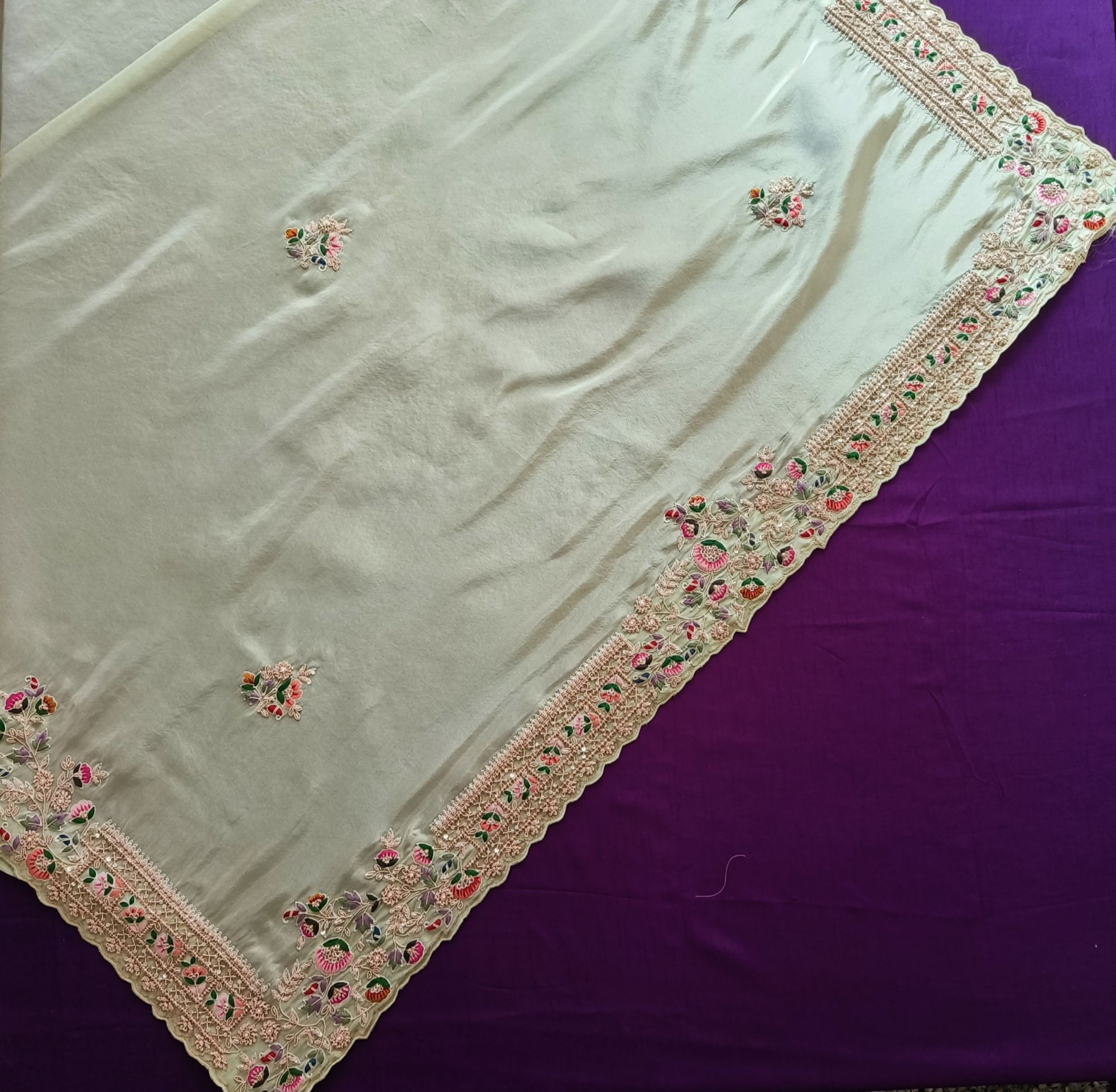 POWDER BLUE THREAD AND DABKA SAREE