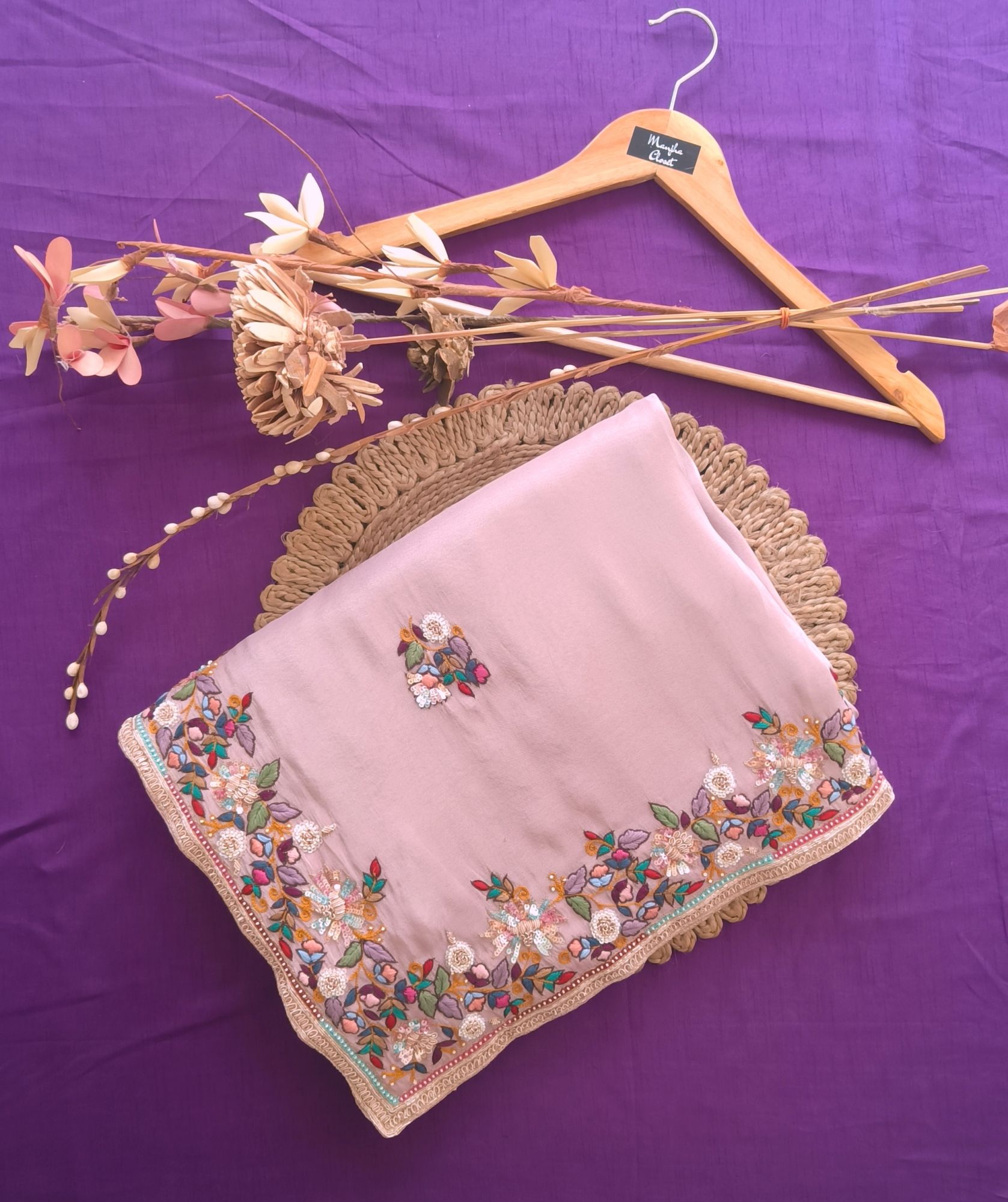 BABY PINK THREAD AND DABKA SAREE