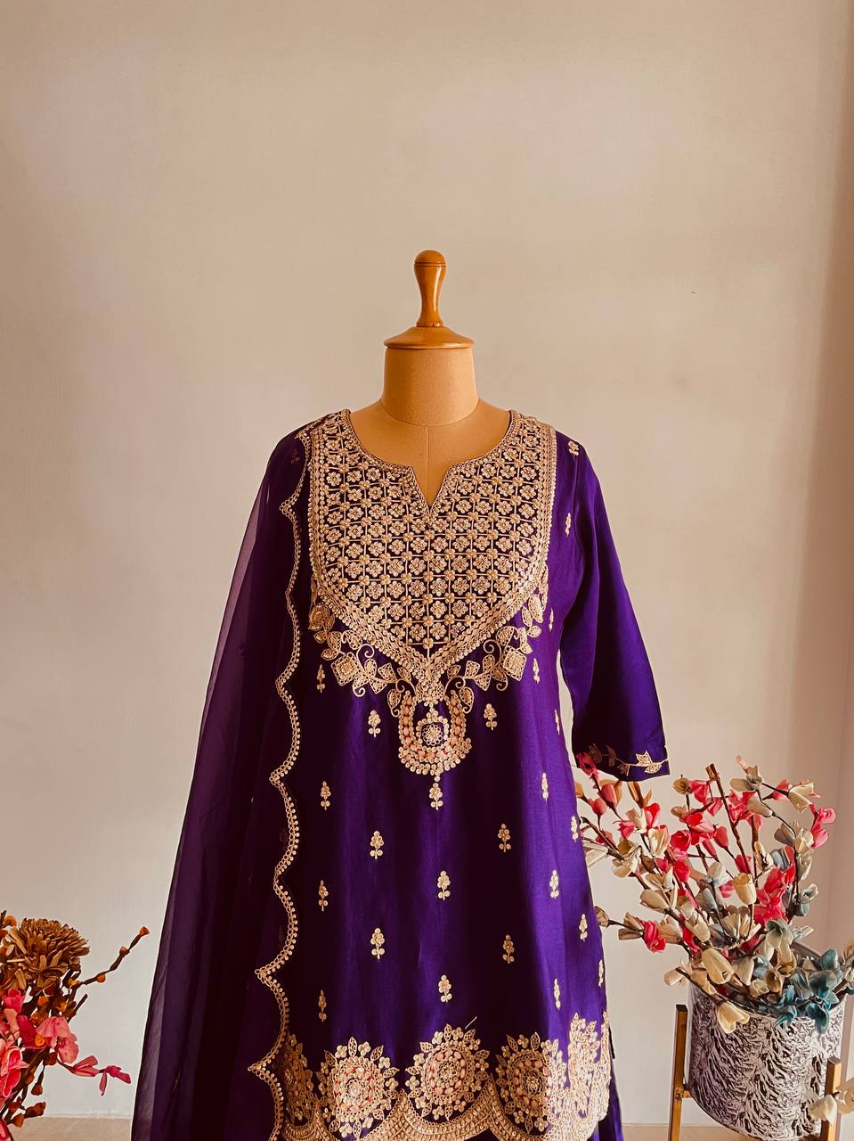 PURPLE MARODI WORK SHARARA SET