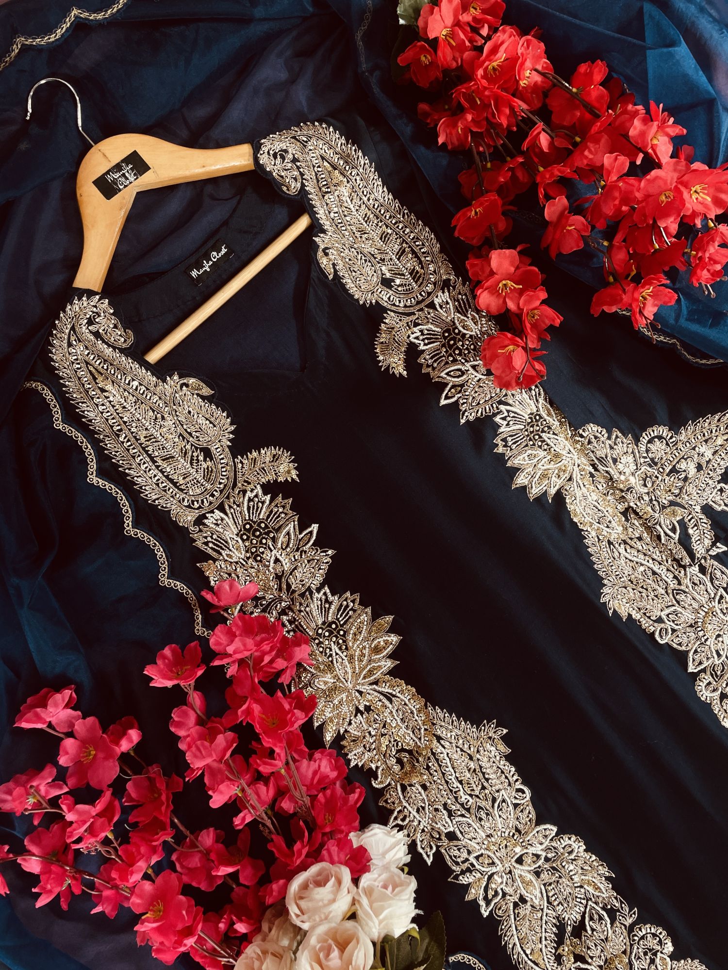 NAVY BLUE KERI A LINE SUIT SET