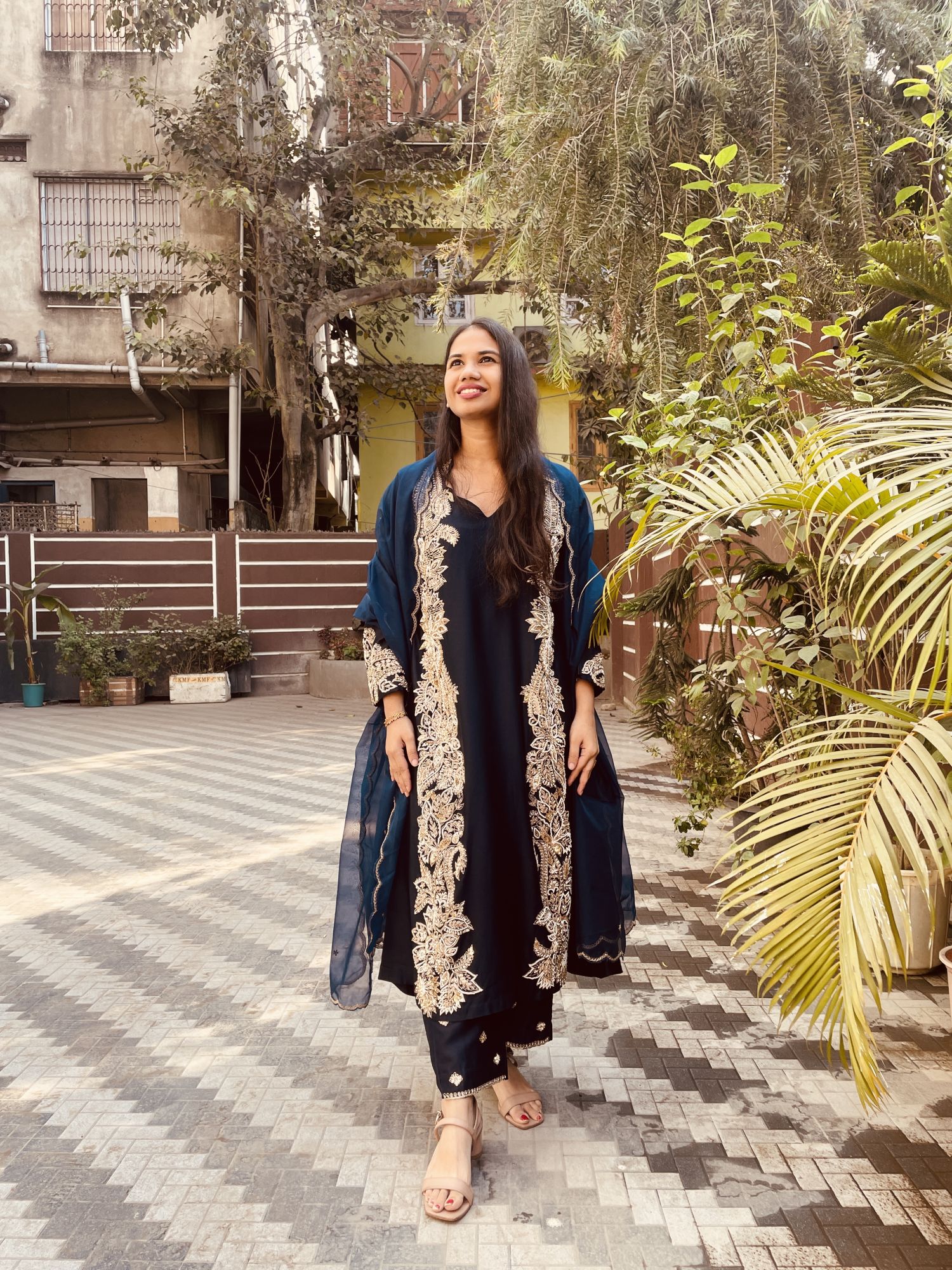 NAVY BLUE KERI A LINE SUIT SET