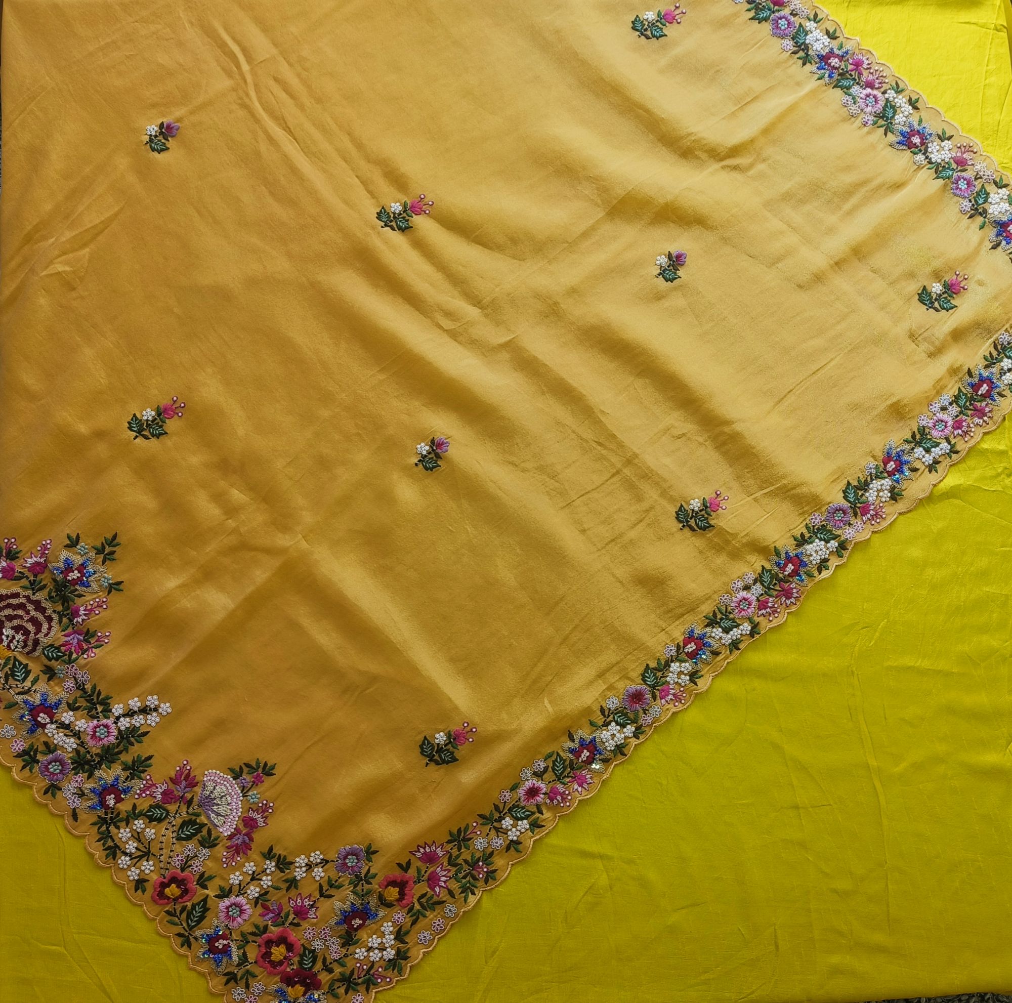 YELLOW TISSUE SAREE
