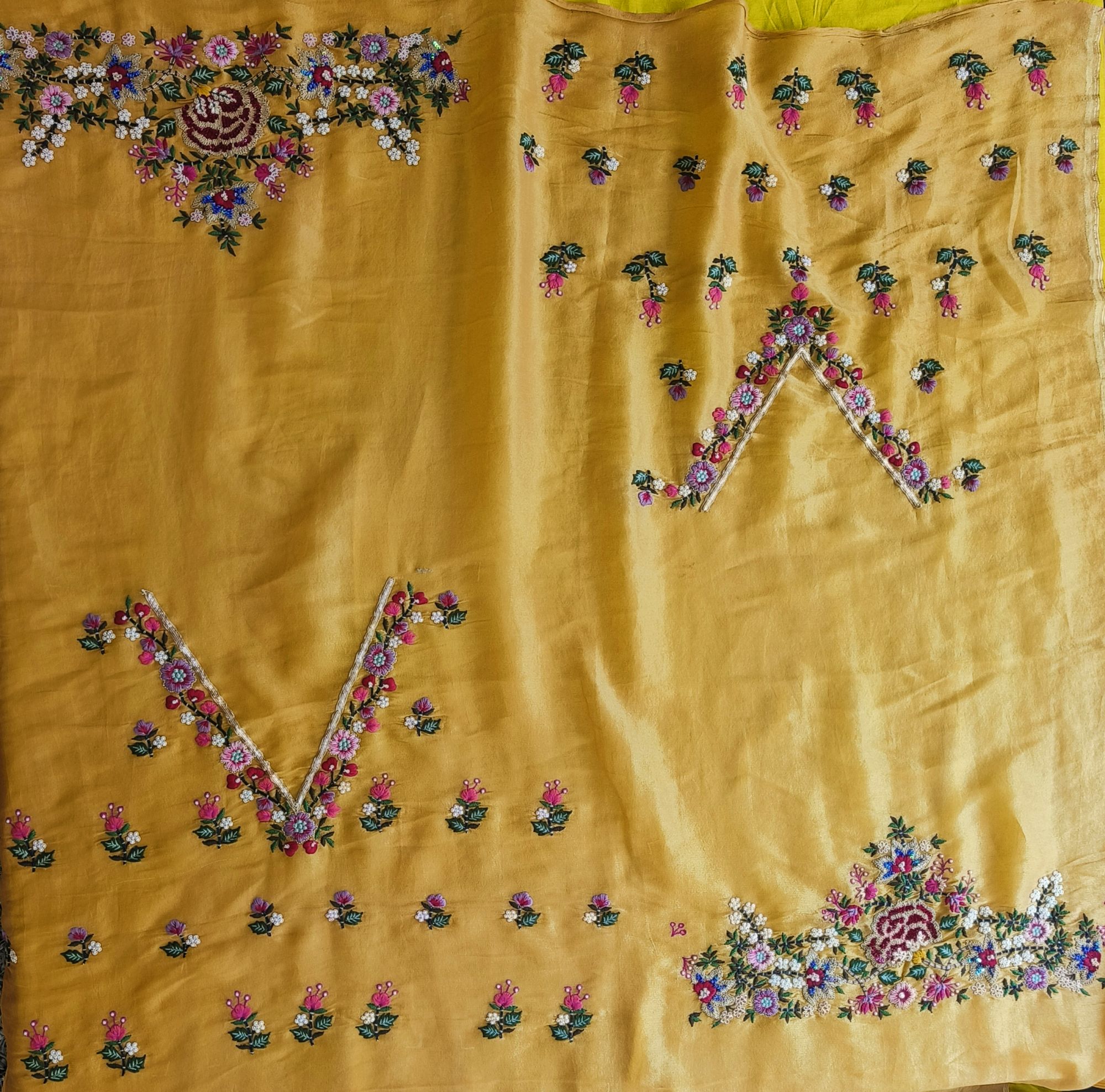 YELLOW TISSUE SAREE