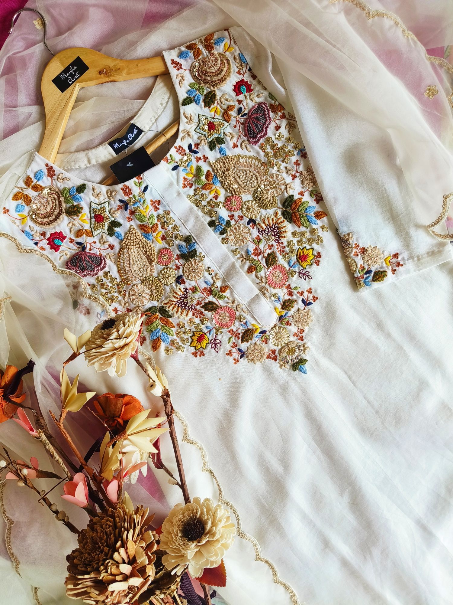 OFF WHITE THREAD SUIT SET