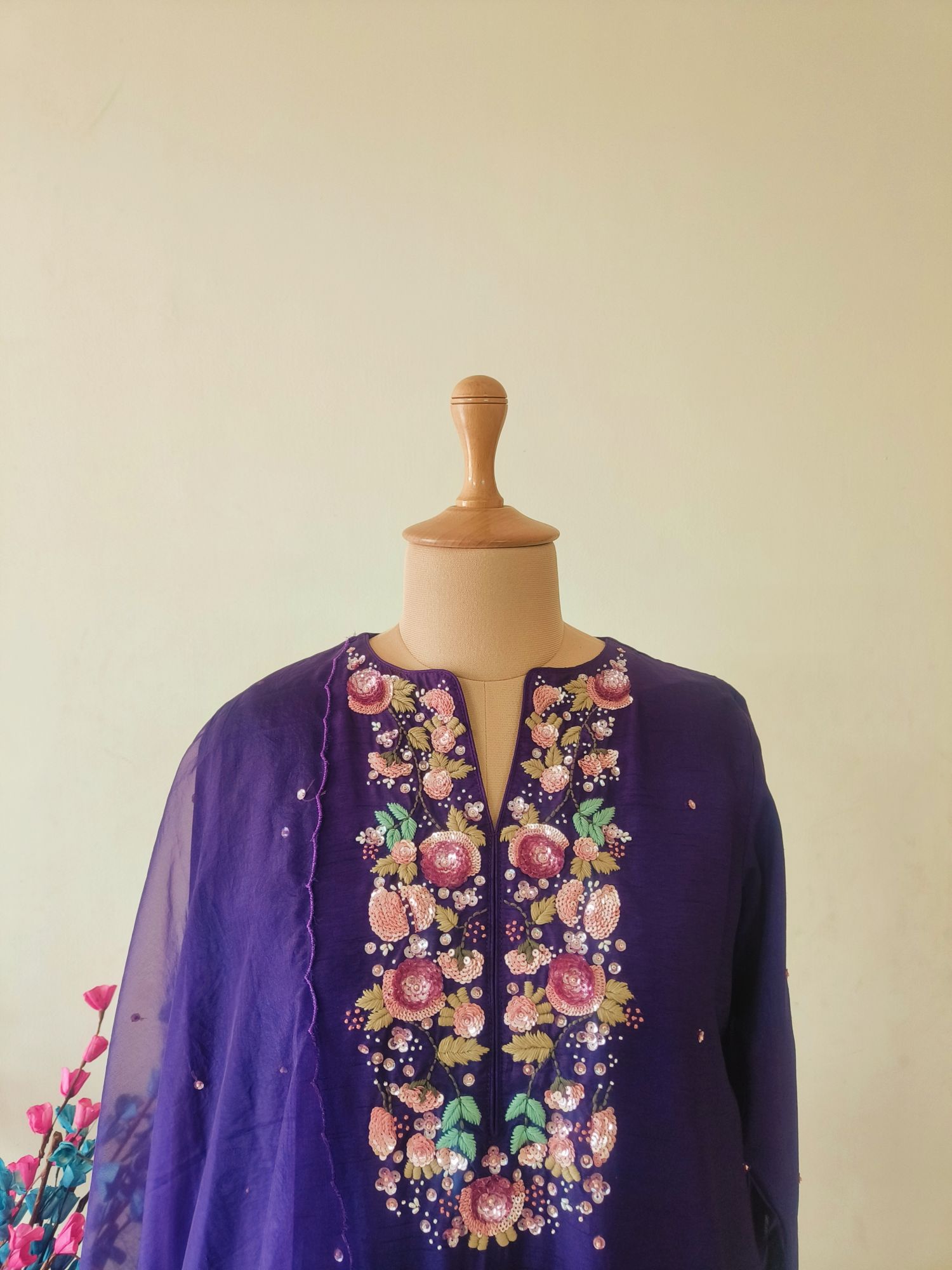 PURPLE SEQUINS SUIT SET
