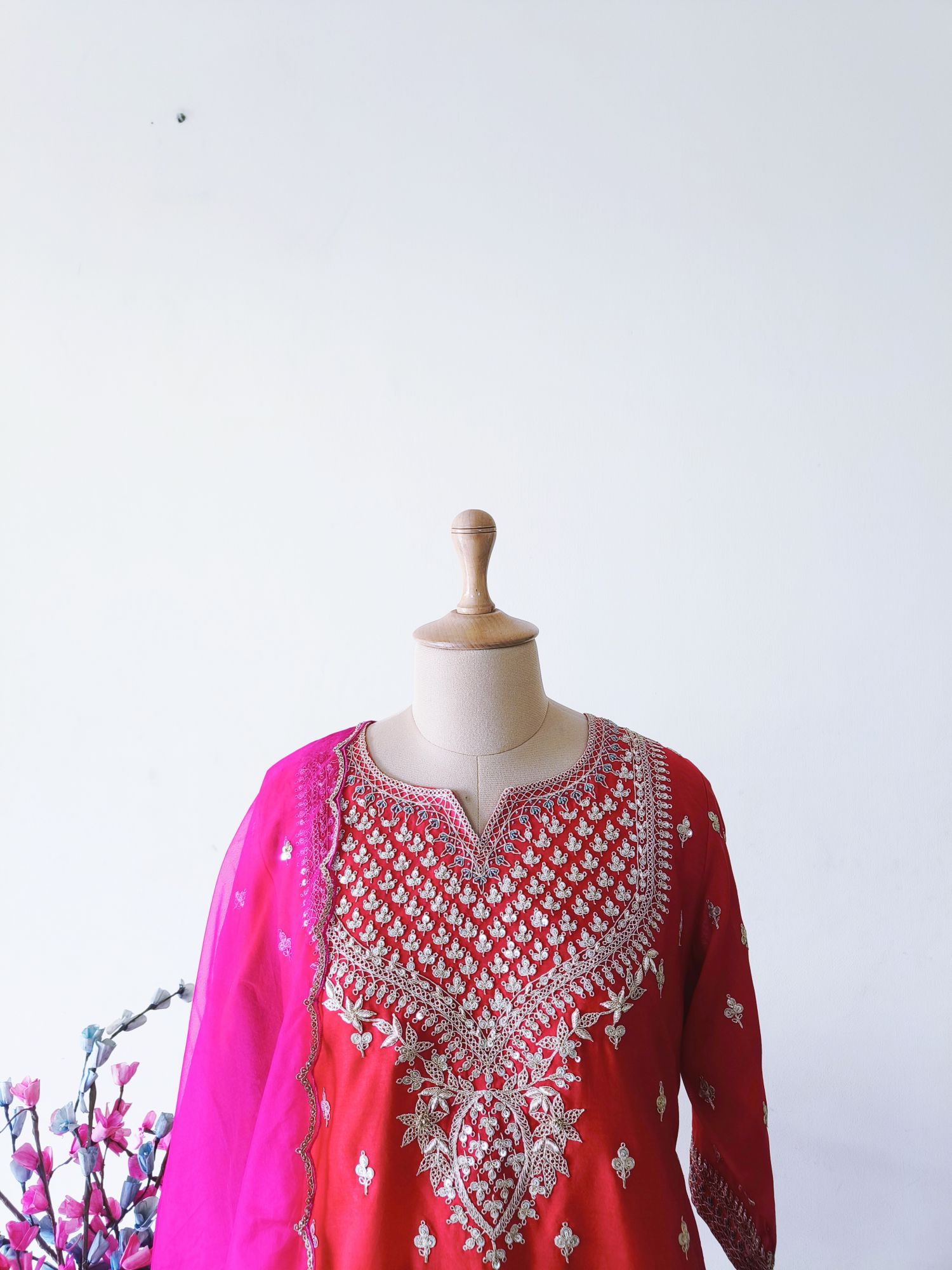 RED SHARARA SUIT SET