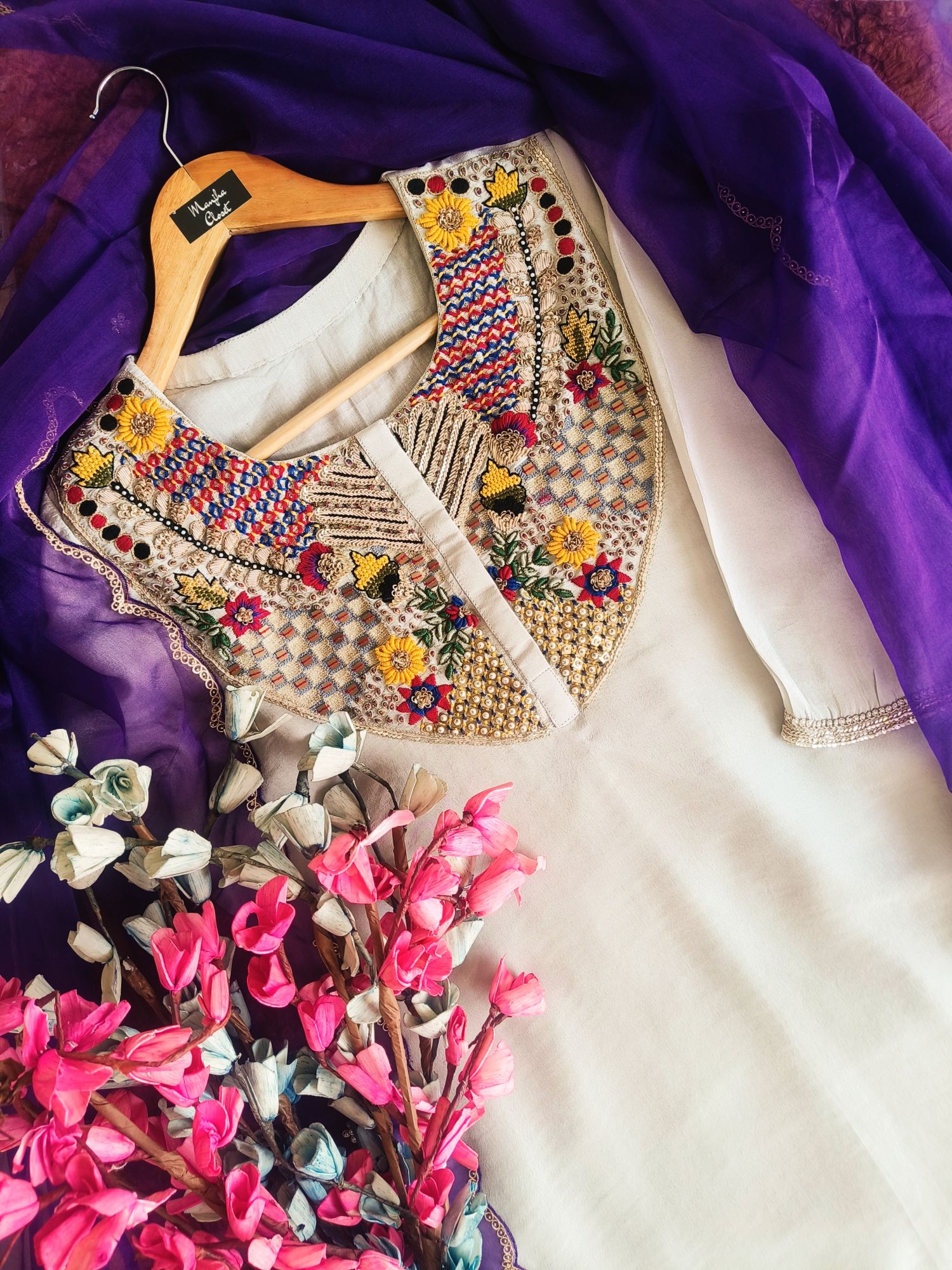 GREY THREAD AND SEQUINS SET