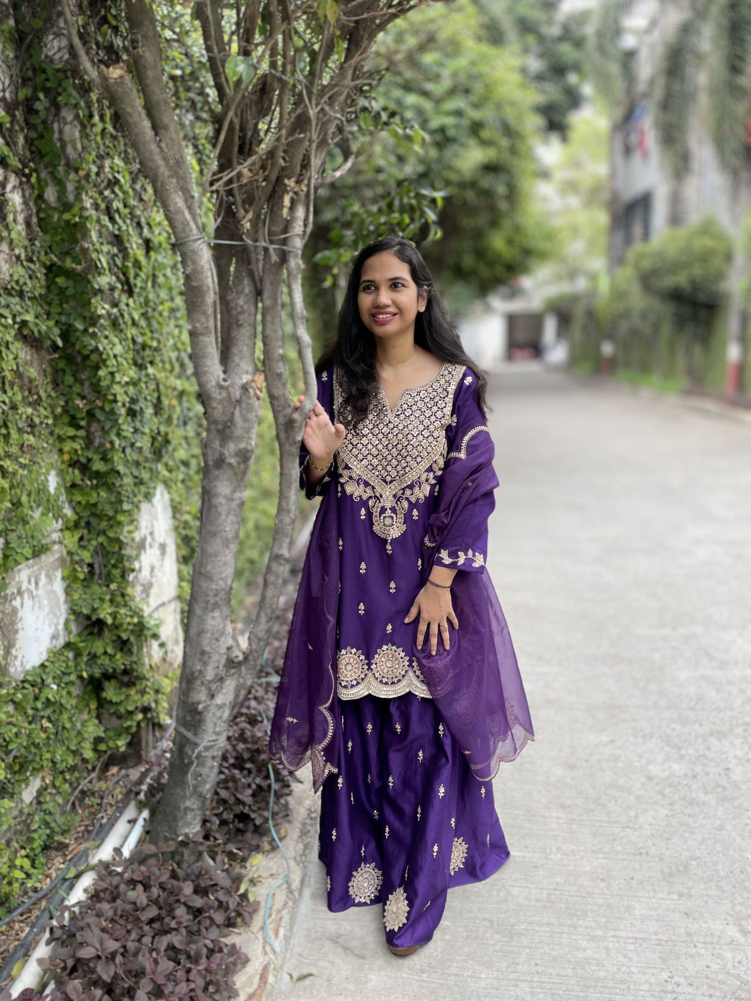 PURPLE MARODI WORK SHARARA SET