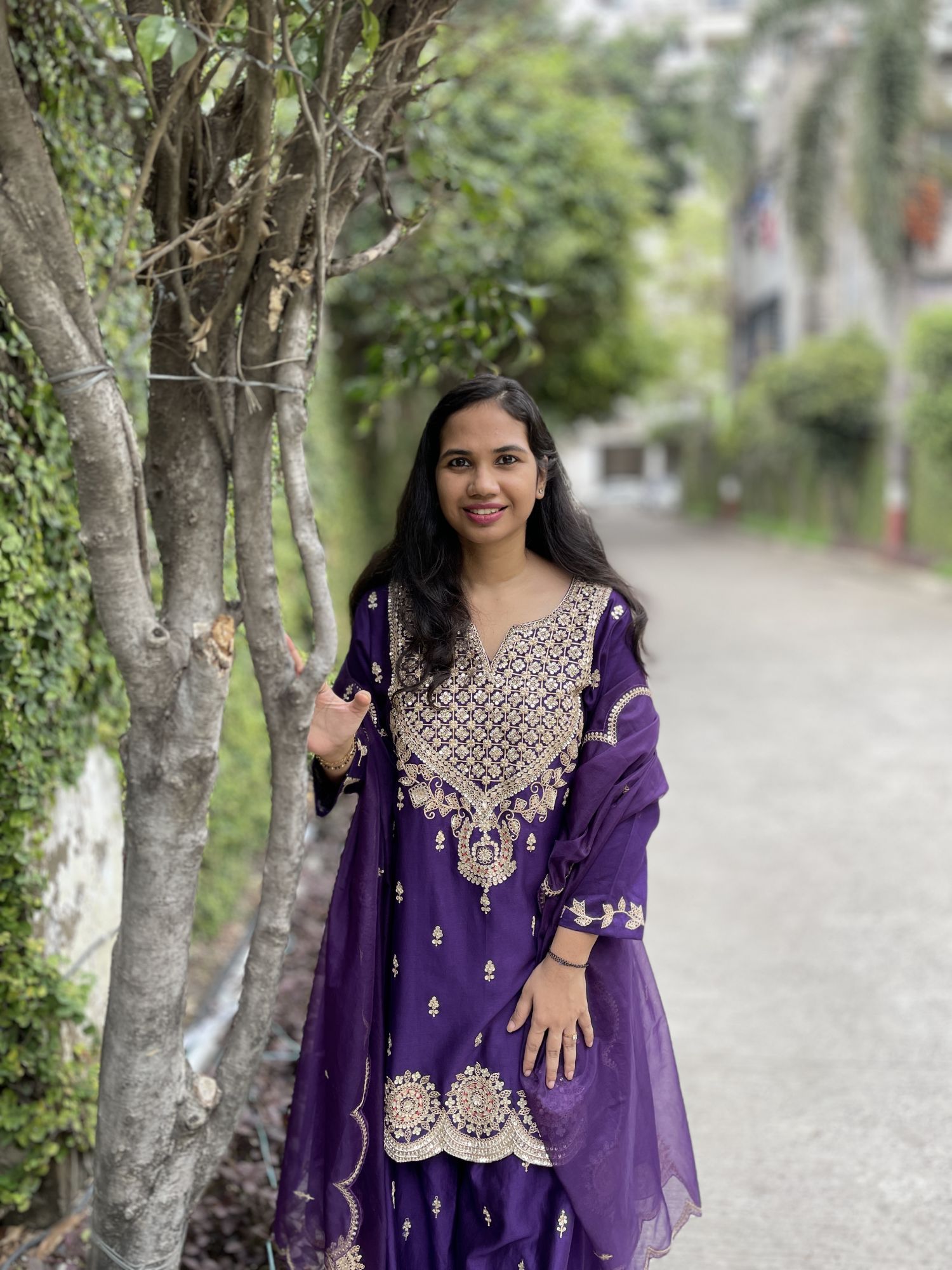 PURPLE MARODI WORK SHARARA SET