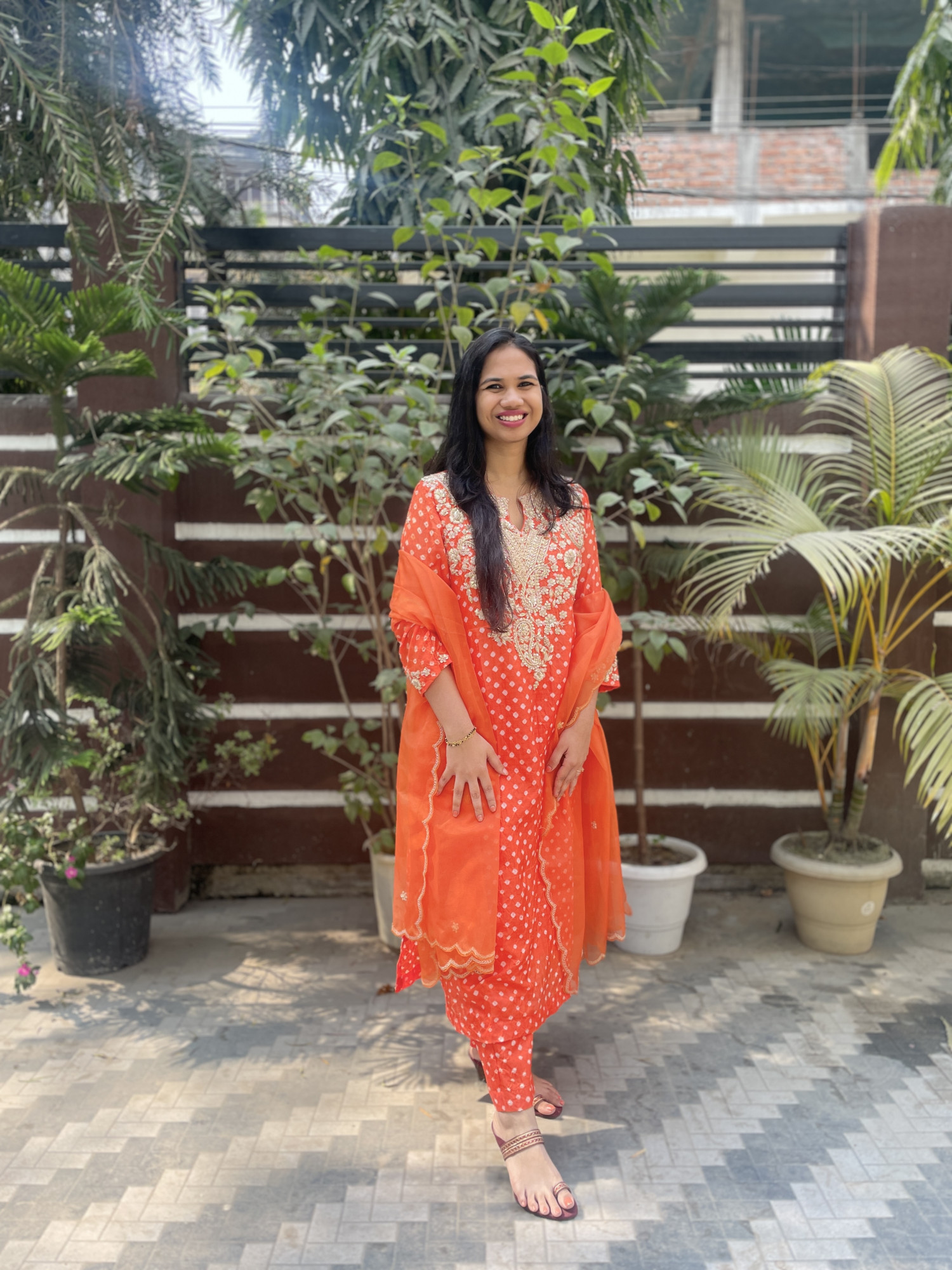 ORANGE BANDHINI DABKA SUIT