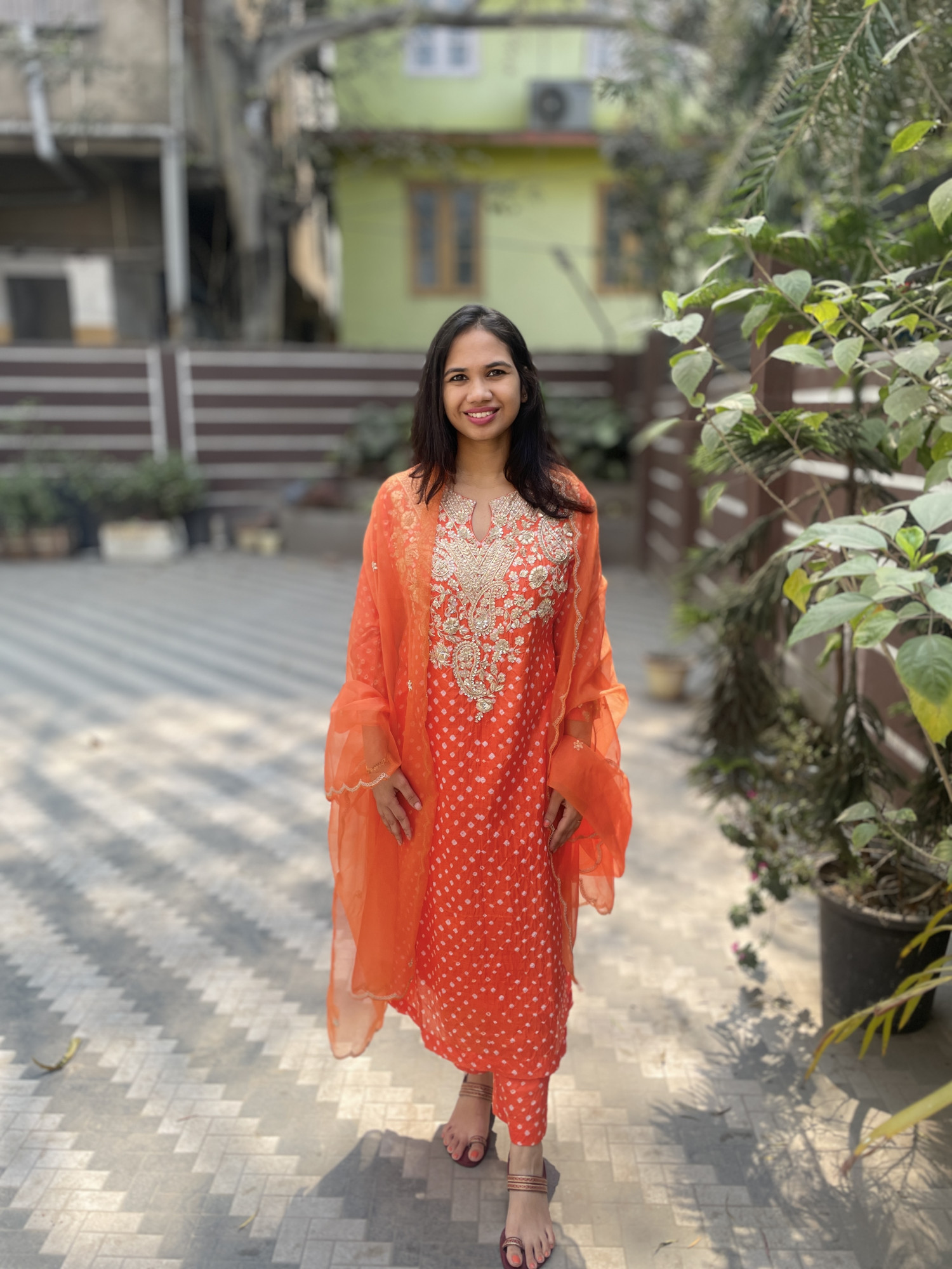 ORANGE BANDHINI DABKA SUIT