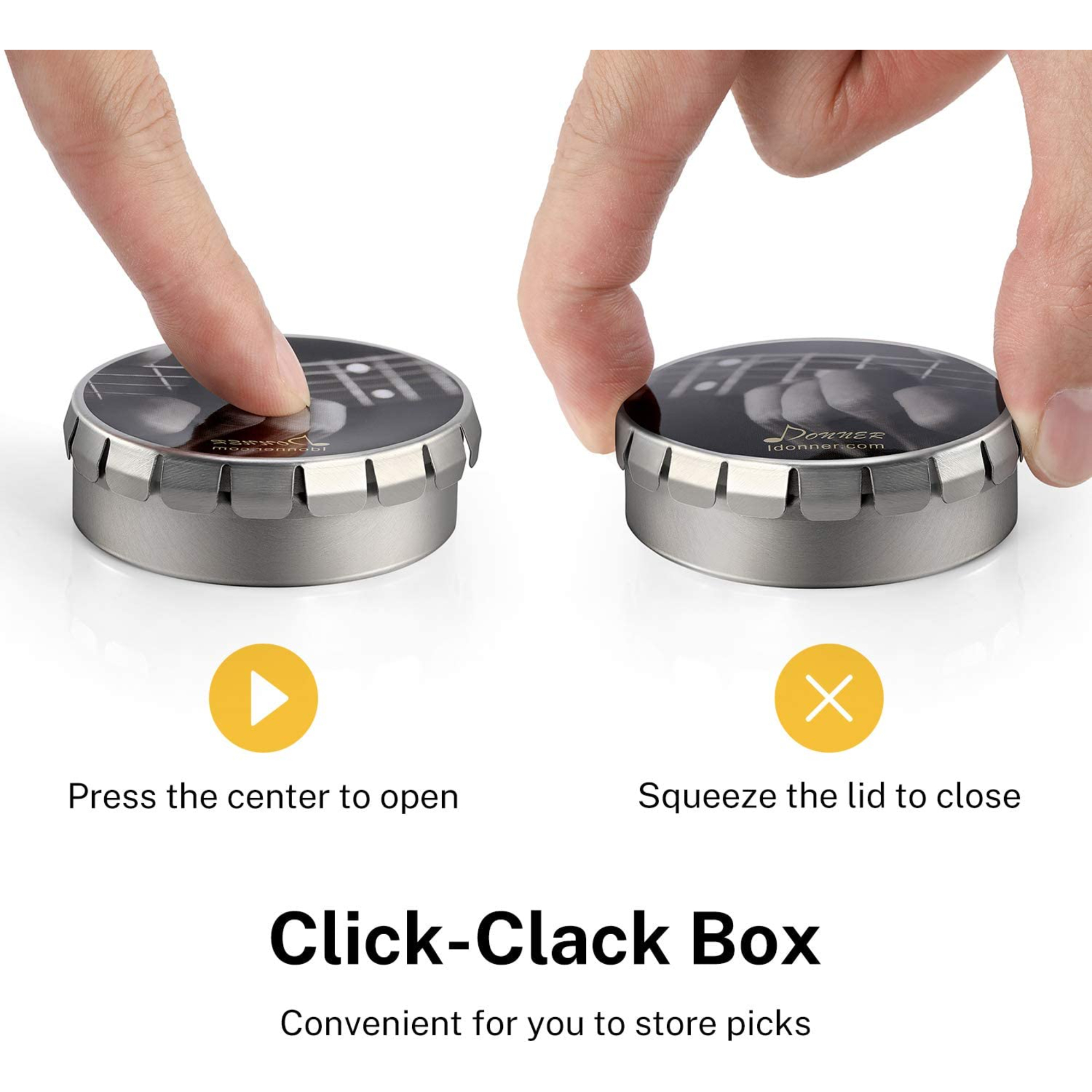 Donner Celluloid Guitar Picks 16 Pack with Tin Box includes Thin Medium Heavy Extra Heavy Picks for Acoustic Guitar Electric Guitar Ukulele