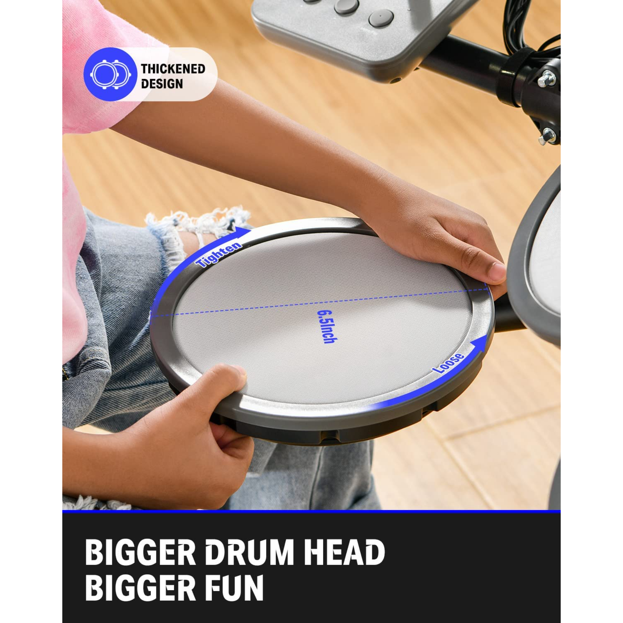Donner DED-70 Electric Drum Set Quiet Electronic Drum Kit for Beginner with Mesh Pad Portable Drum Set Support Portable Charger Supply Drum Throne Sticks Headphone