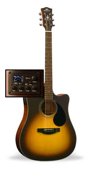 Kepma D1CE - Semi Acoustic Guitar- Sunburst Matt