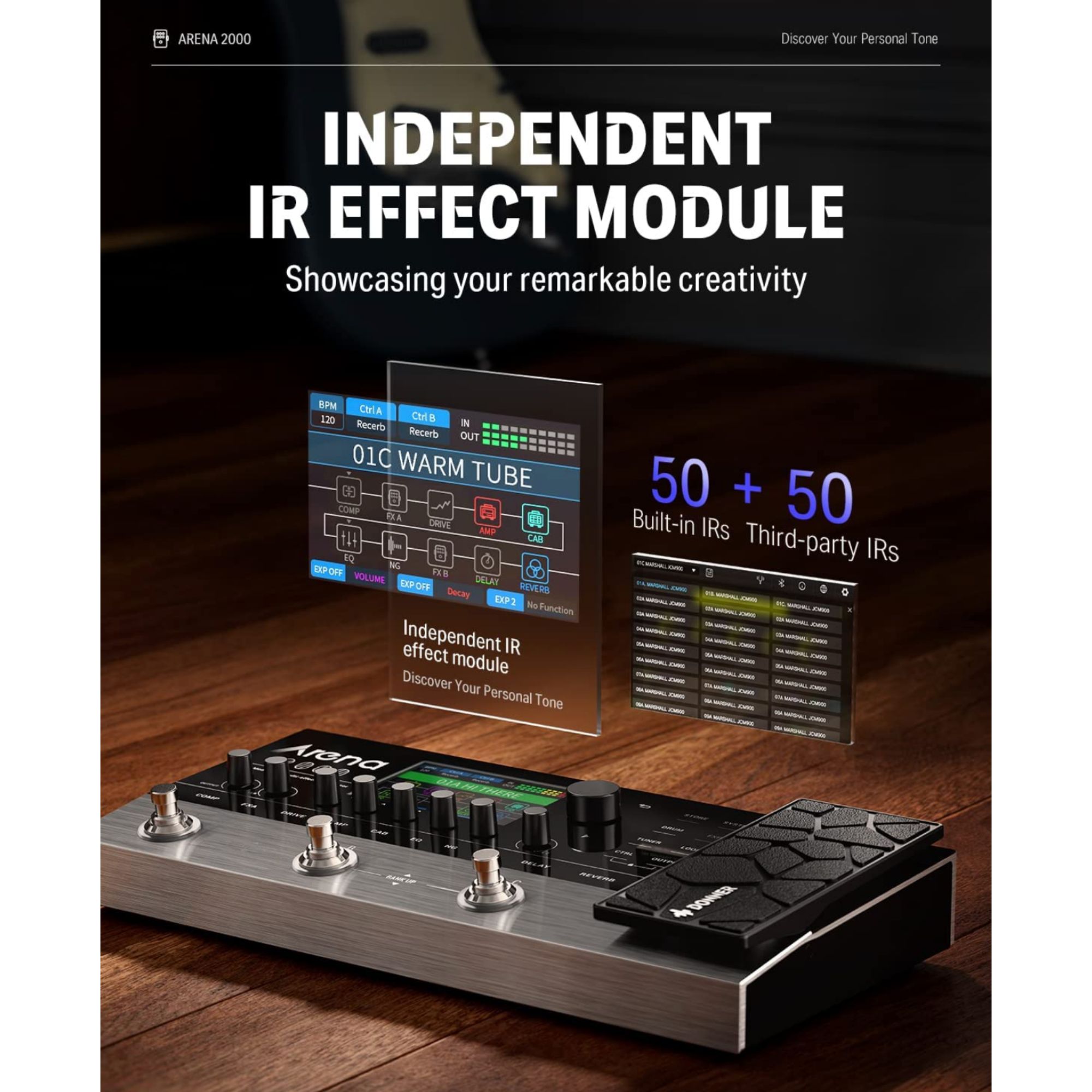 Donner Arena 2000 Multi-Effect Guitar Pedal AMP Modeling Multiple Effects Processor