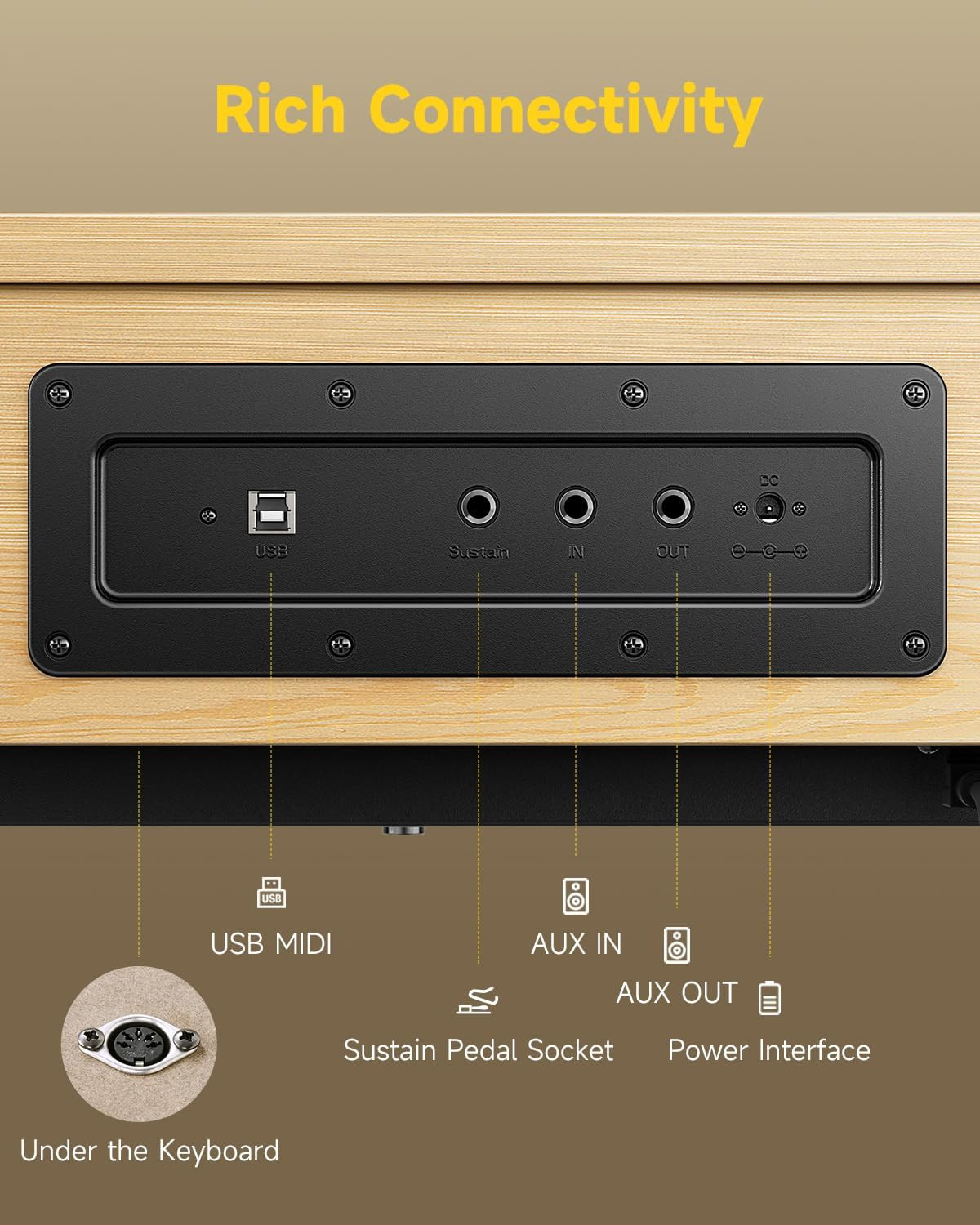 Donner OURA R300 88-Key Home Digital Piano Light Wood