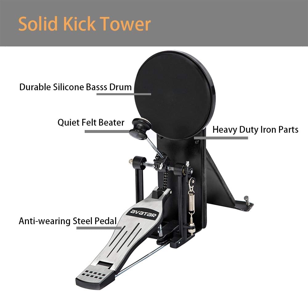 AVATAR SD61-5 Professional Electric Drum Set Mesh Electronic Drum Kit with 447 Sounds Dual-zone Snare Cymbal With Choke Kick Tower Support to Add Extra Tom  Cymbal