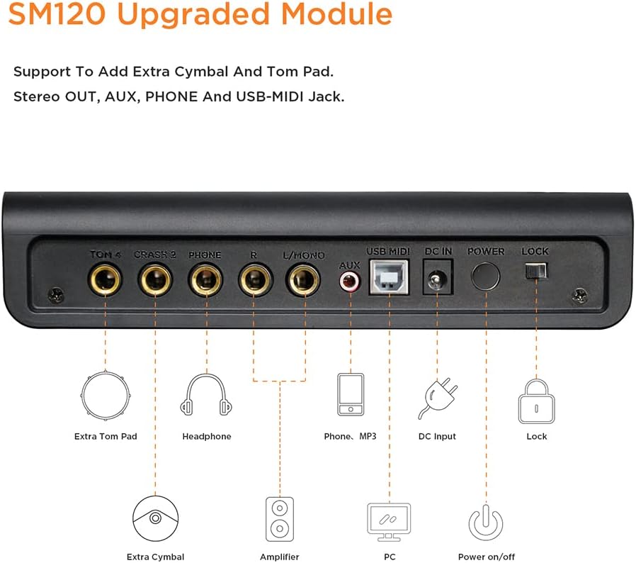 AVATAR SD61-5 Professional Electric Drum Set Mesh Electronic Drum Kit with 447 Sounds Dual-zone Snare Cymbal With Choke Kick Tower Support to Add Extra Tom Cymbal