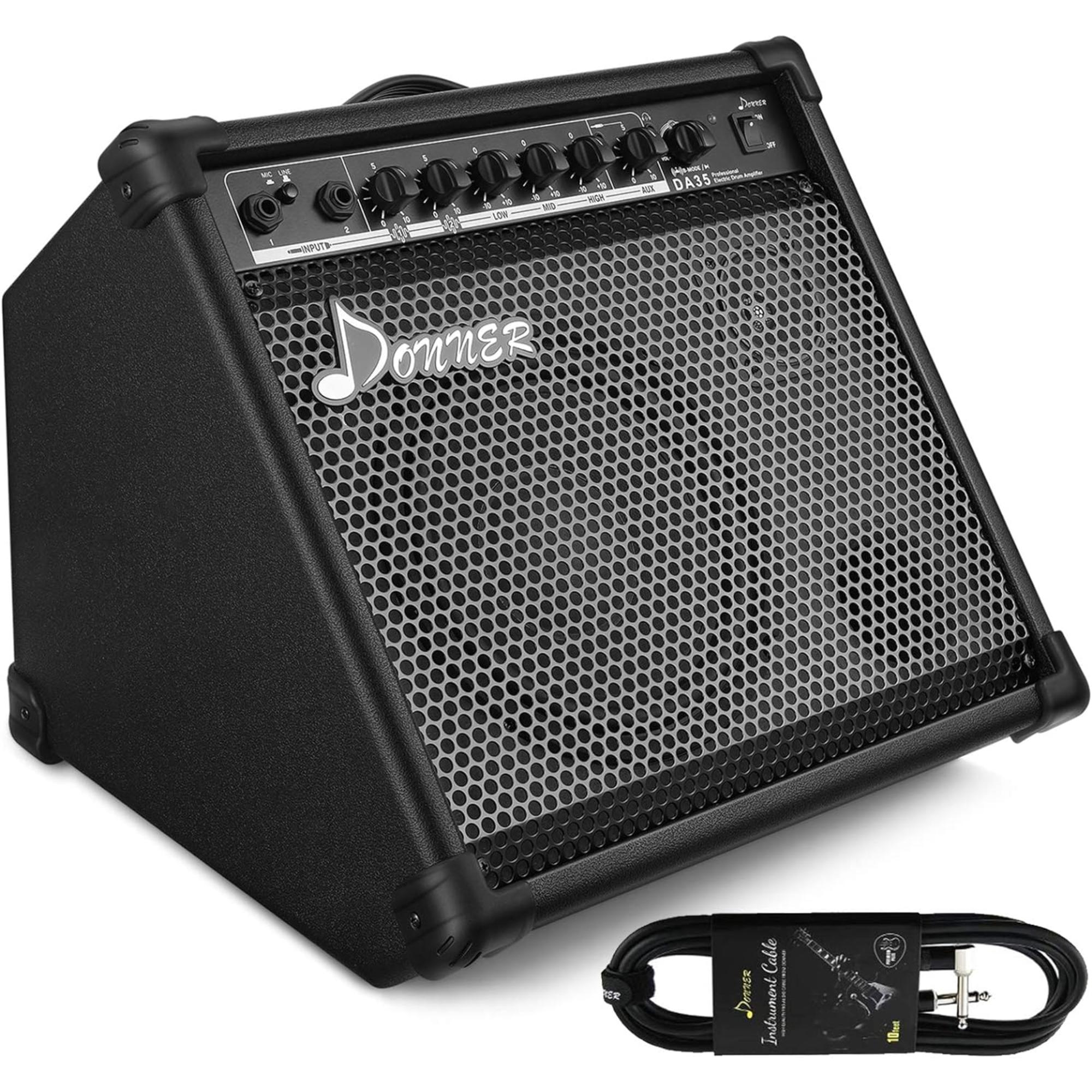 Donner Electric Drum AMP 35-Watt Electronic Drum Amplifier DDA-35 Keyboard Speaker with Aux in and Wireless Audio Connection DrumKeyboardMIC 3 in 1 Amplifier with 3-Band EQ and DI Out