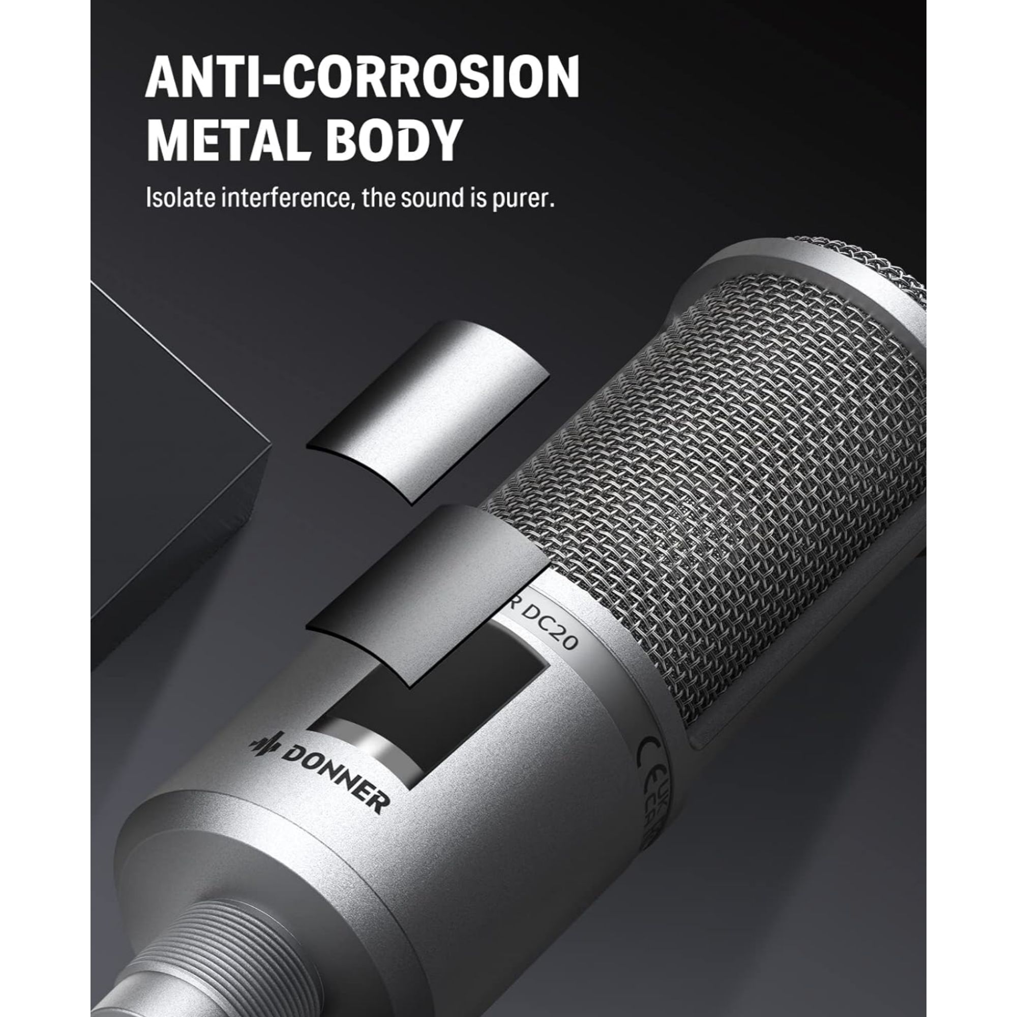 Donner DC-20 Condenser Microphone Cardioid Podcast Mic Kit with Tripod Shock Mount Windscreen XLR Cable and Storage Bag Professional 16mm Large-Diaphragm Recording Microphone for Home Studio