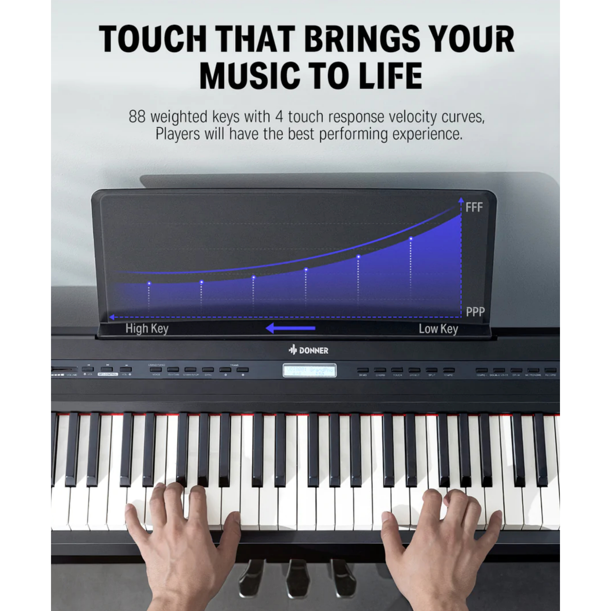 Donner DEP-20 Portable 88 Key Weighted Digital Piano with Detachable Furniture Stand 3 Pedals