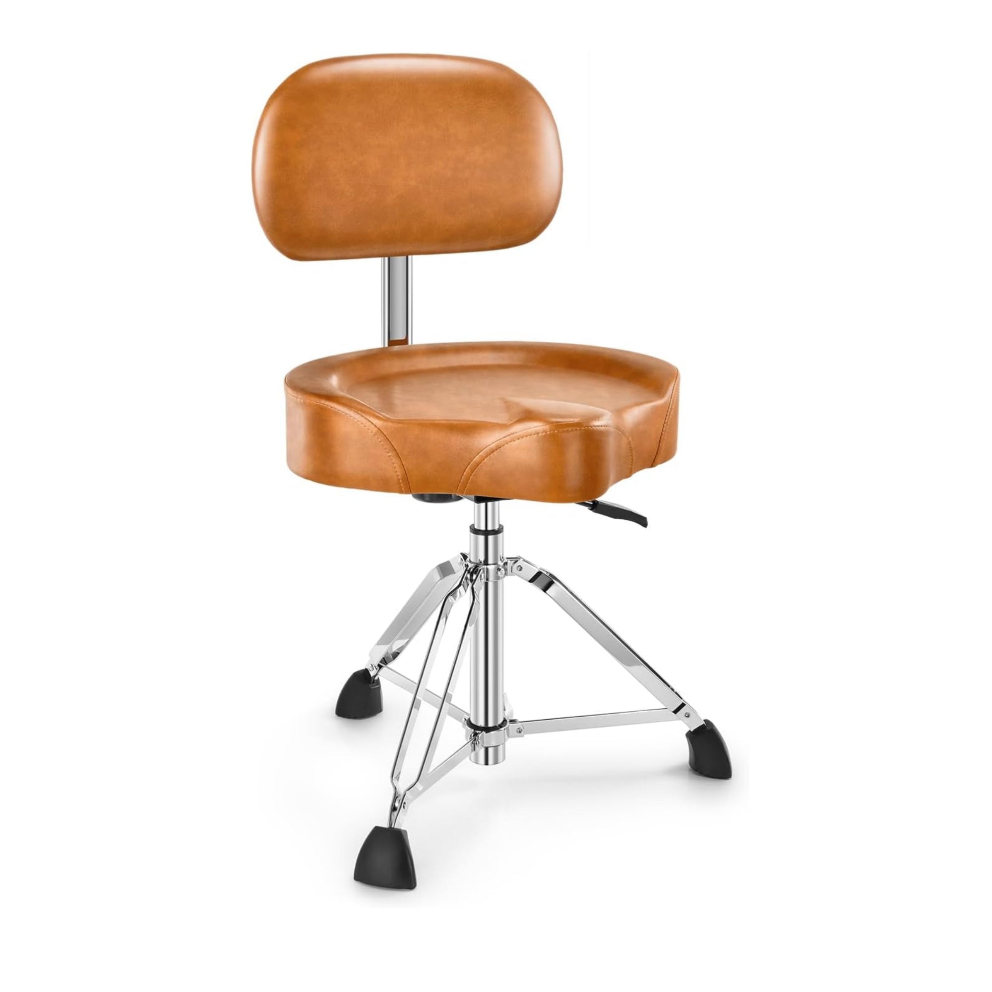 Donner DHT250 Drum Throne with Backrest Heavy Duty Hydraulic Drum Stool Height Adjustable Motorcycle Style Drum Seat Saddle Drum Throne for Adults Drummers BROWN