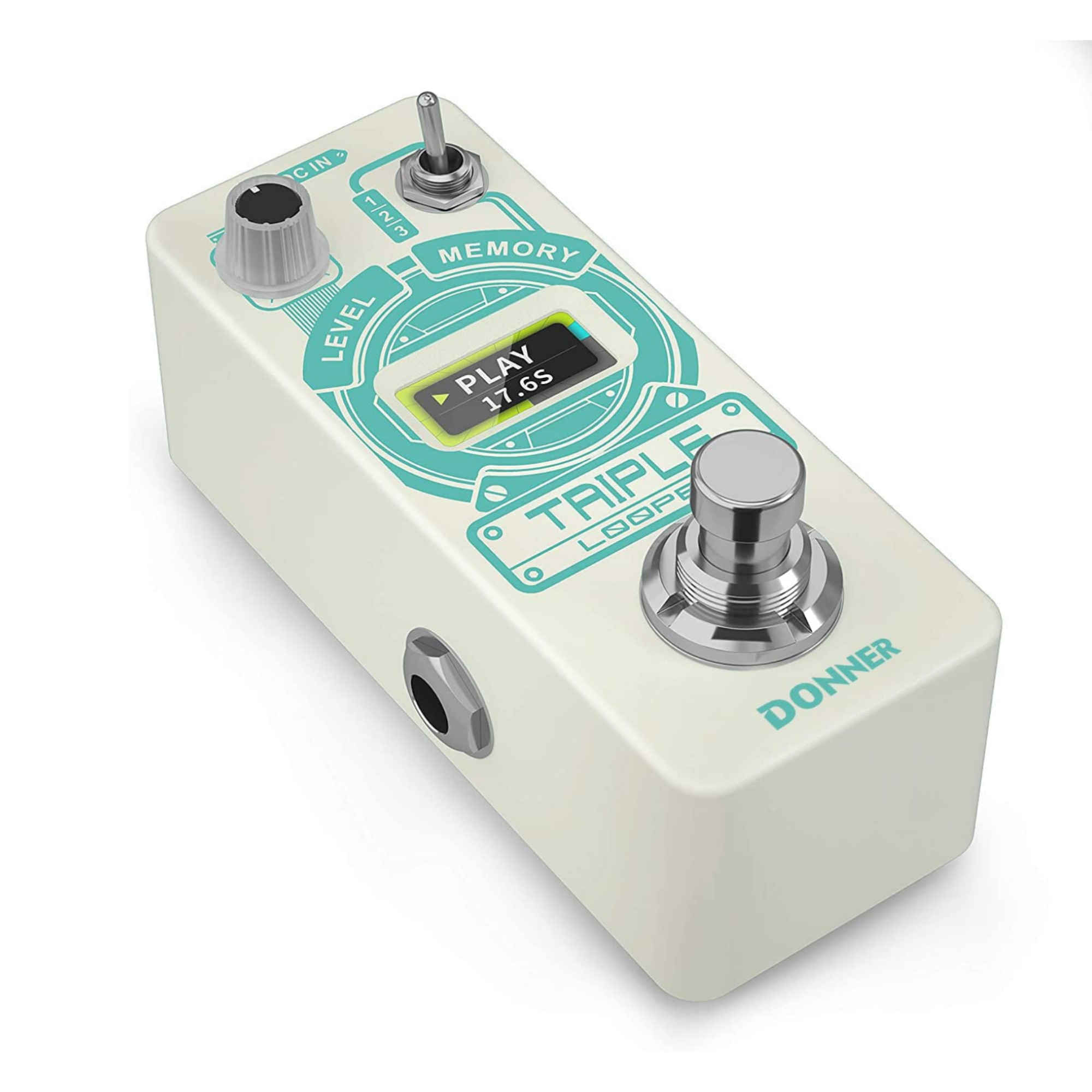 Donner Triple Looper Guitar Pedal Loop Pedal with Screen 3 Loops 30 mins Looping Time Looper Pedal Unlimited Overdubs UndoRedo True Bypass
