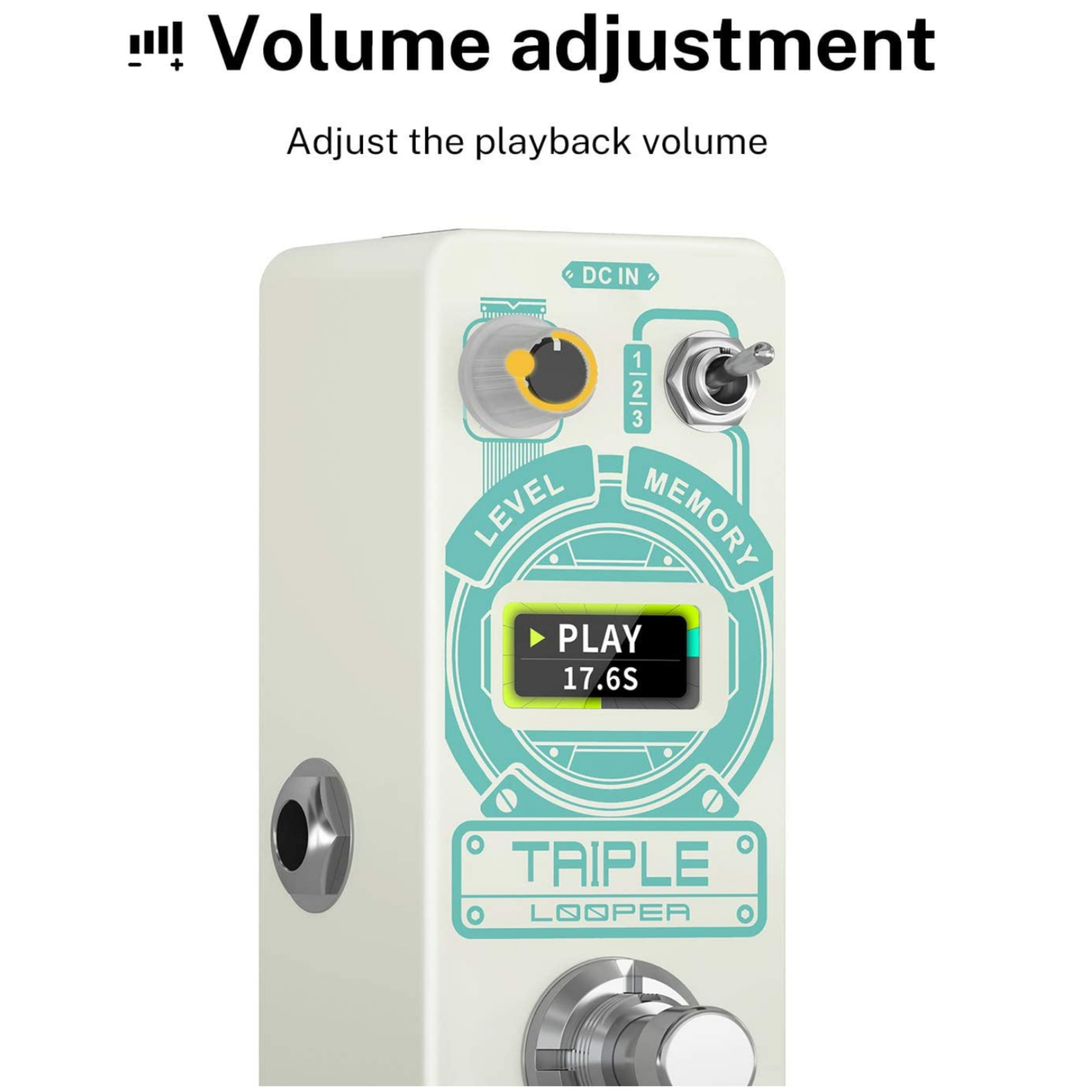 Donner Triple Looper Guitar Pedal Loop Pedal with Screen 3 Loops 30 mins Looping Time Looper Pedal Unlimited Overdubs UndoRedo True Bypass