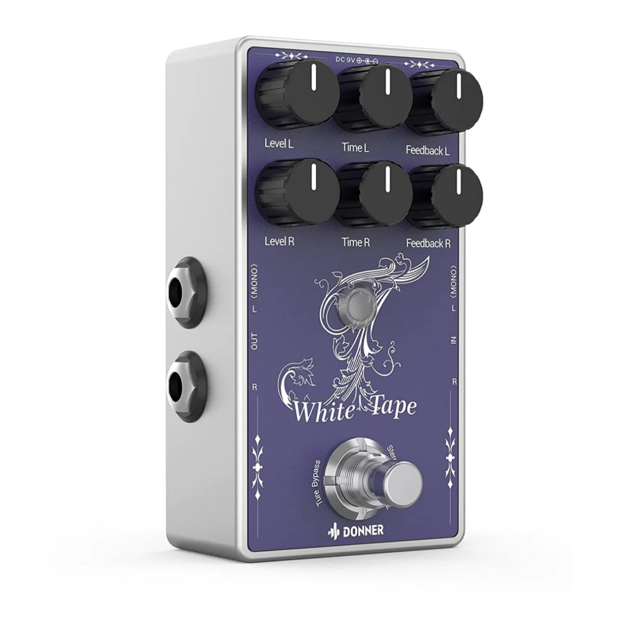 Donner White tape Versatility Delay Pedal Time Effect Suits for SynthesizersGuitarsDrum Machines