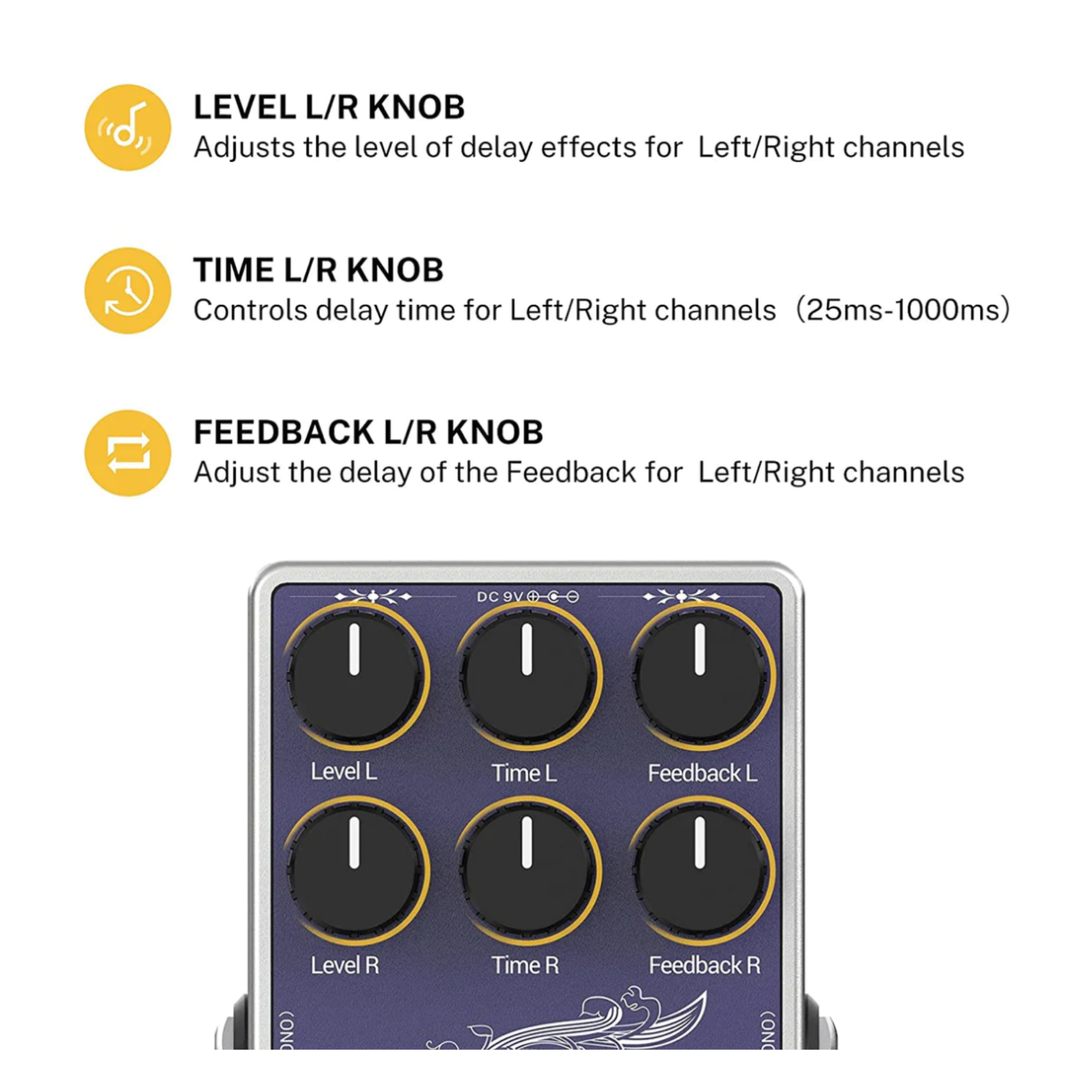 Donner White tape Versatility Delay Pedal Time Effect Suits for SynthesizersGuitarsDrum Machines