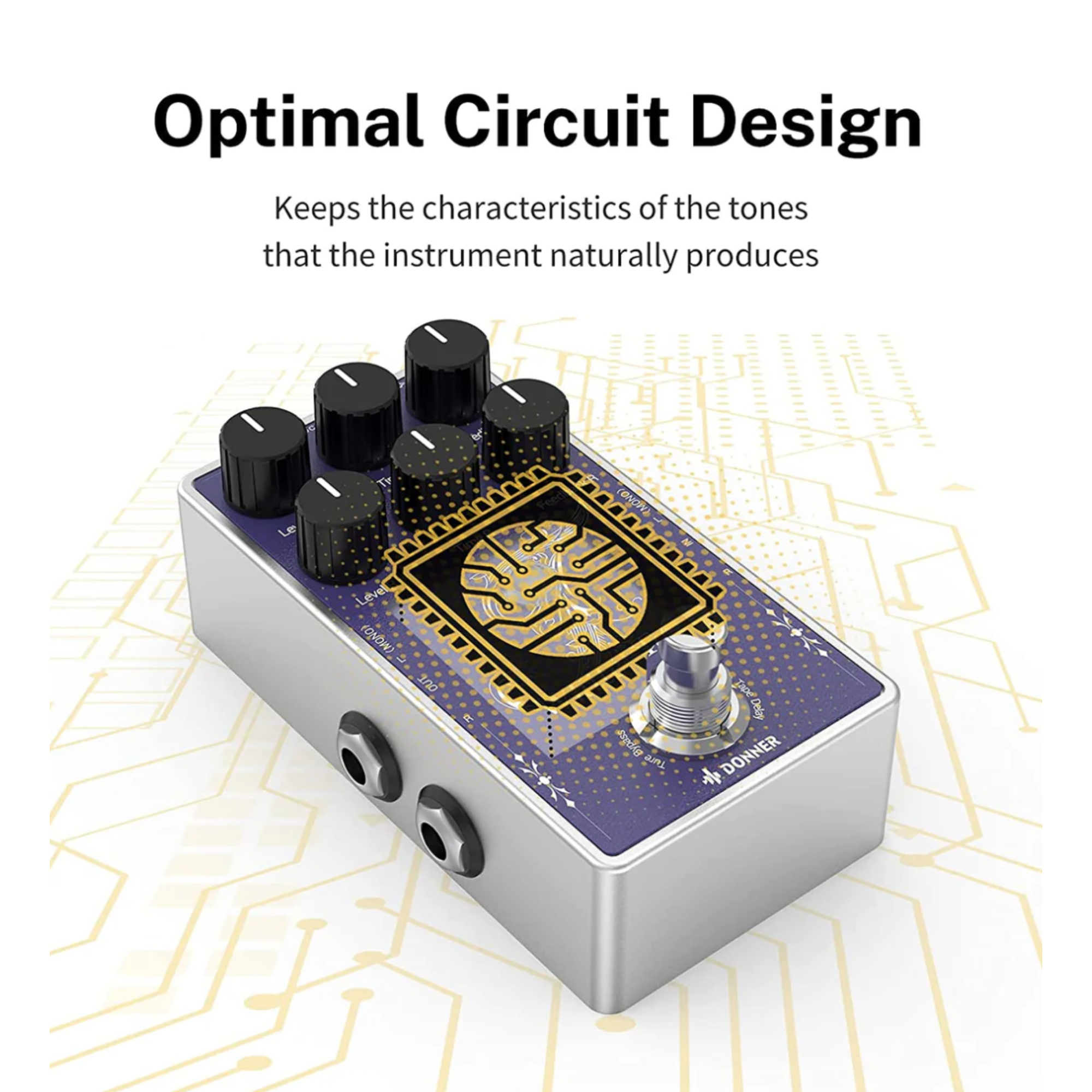 Donner White tape Versatility Delay Pedal Time Effect Suits for SynthesizersGuitarsDrum Machines