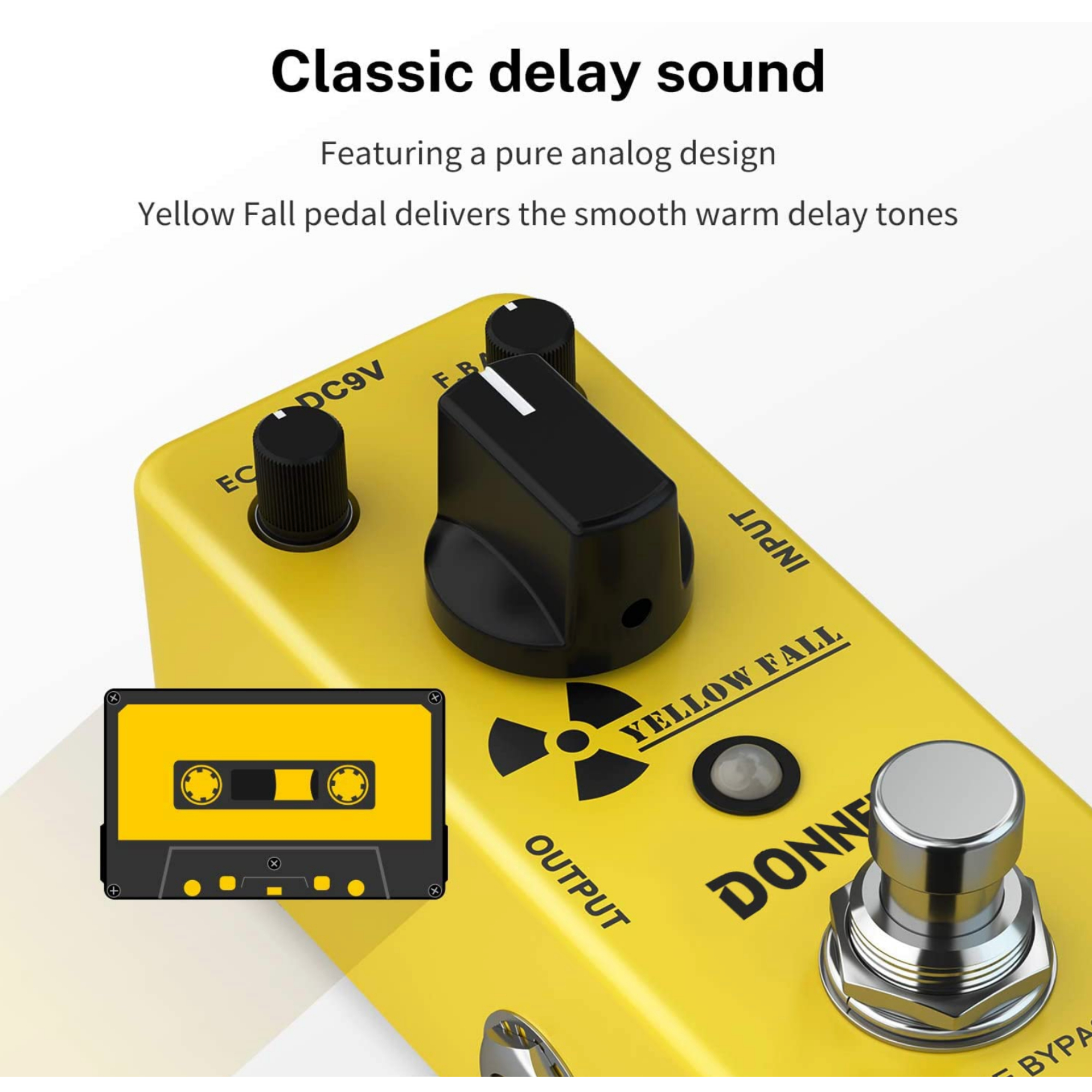 Donner Guitar Delay Pedal Yellow Fall Analog Delay Guitar Effect Pedal Vintage Delay True Bypass