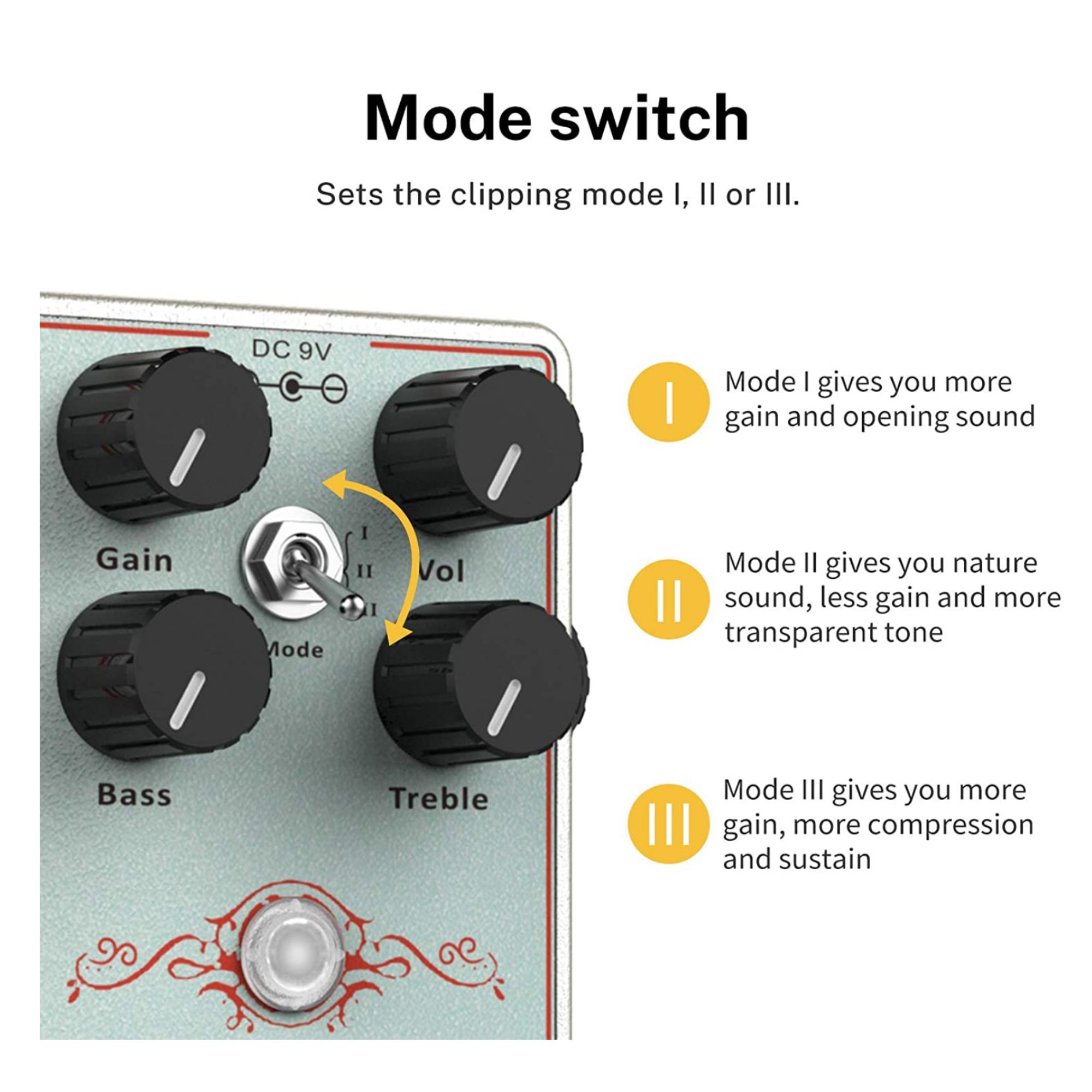 Donner Dumbal Drive Overdrive Guitar Pedal Transparent Overdrive with 2 Band EQ Boost Effect Pure Analog True Bypass