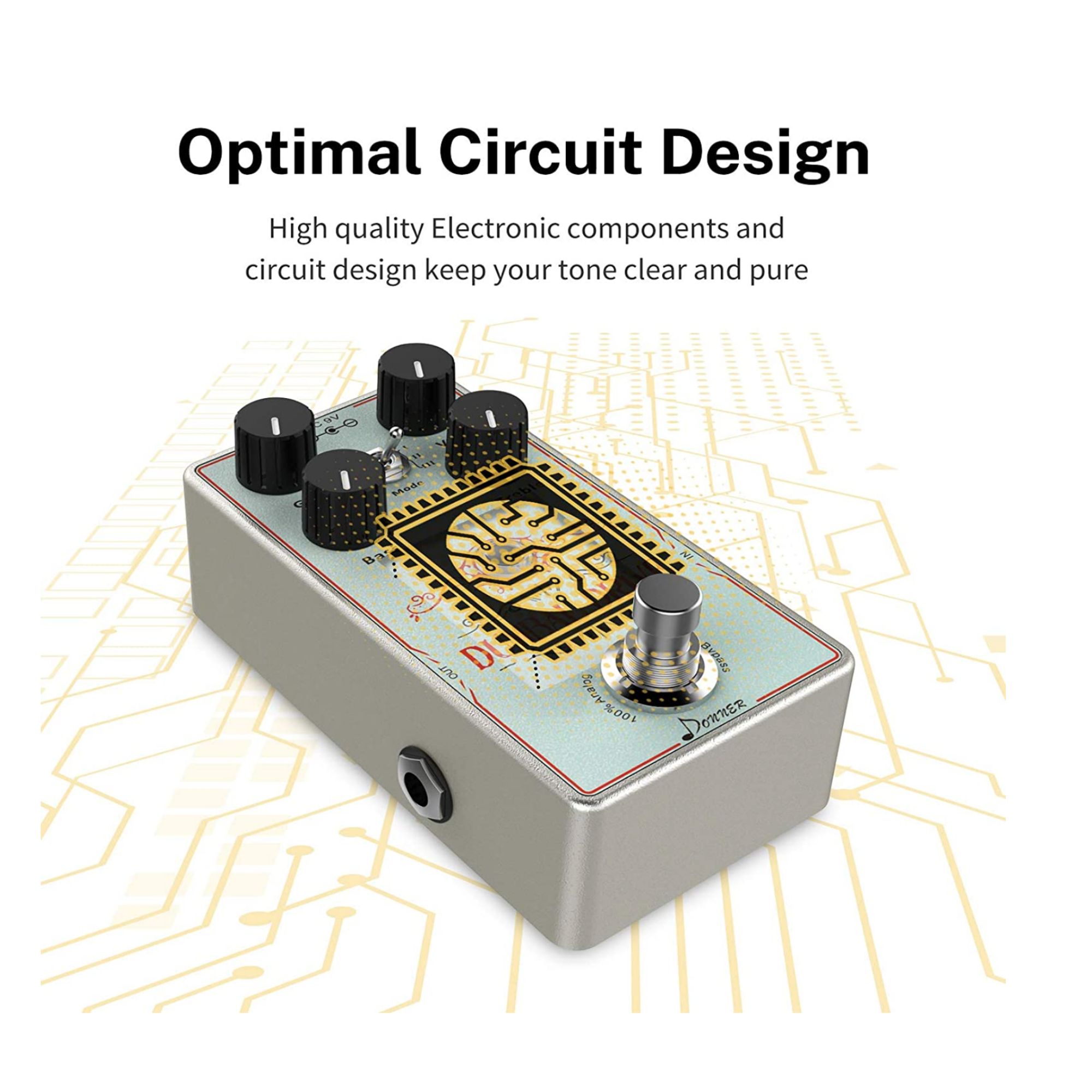 Donner Dumbal Drive Overdrive Guitar Pedal Transparent Overdrive with 2 Band EQ Boost Effect Pure Analog True Bypass