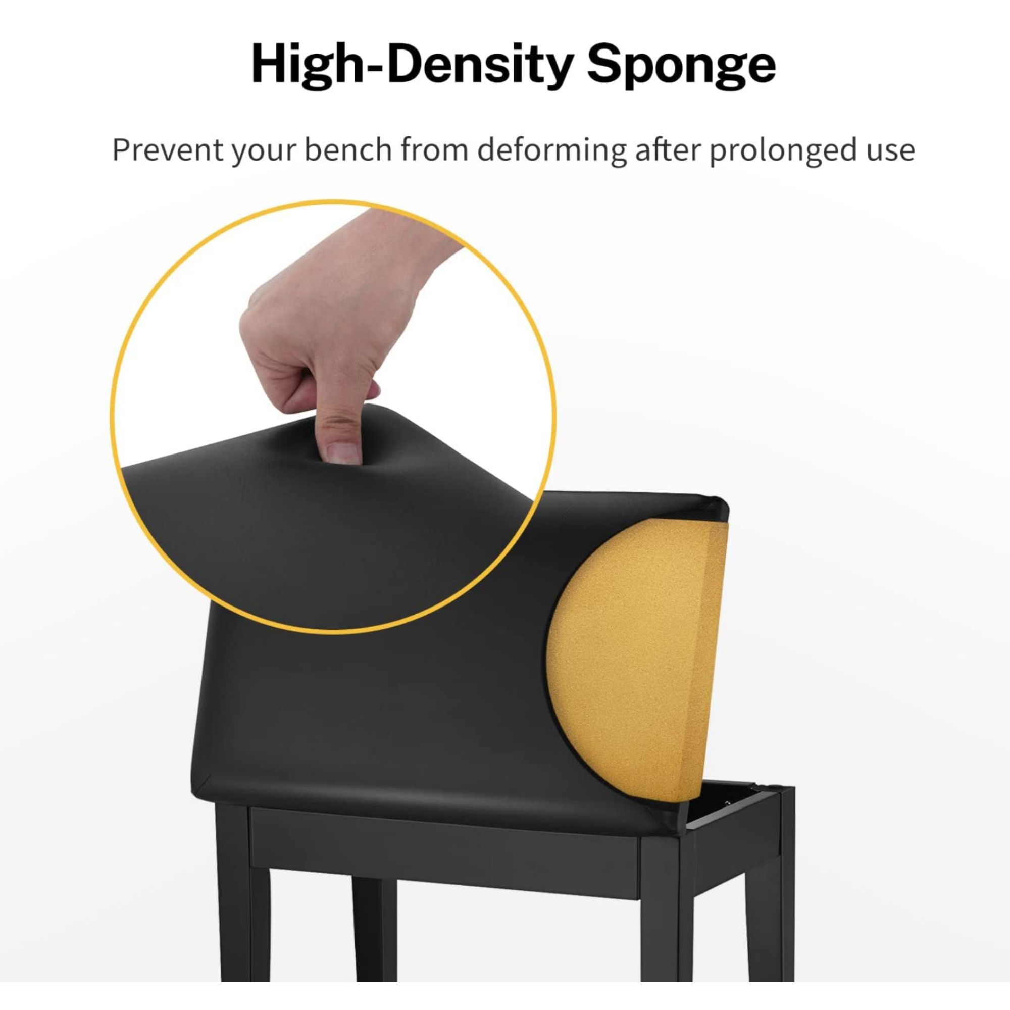 Donner Piano Bench with Storage Solid Wood Keyboard Bench Piano Bookcase Stool Chair Seat with High-Density Sponges Pad Black