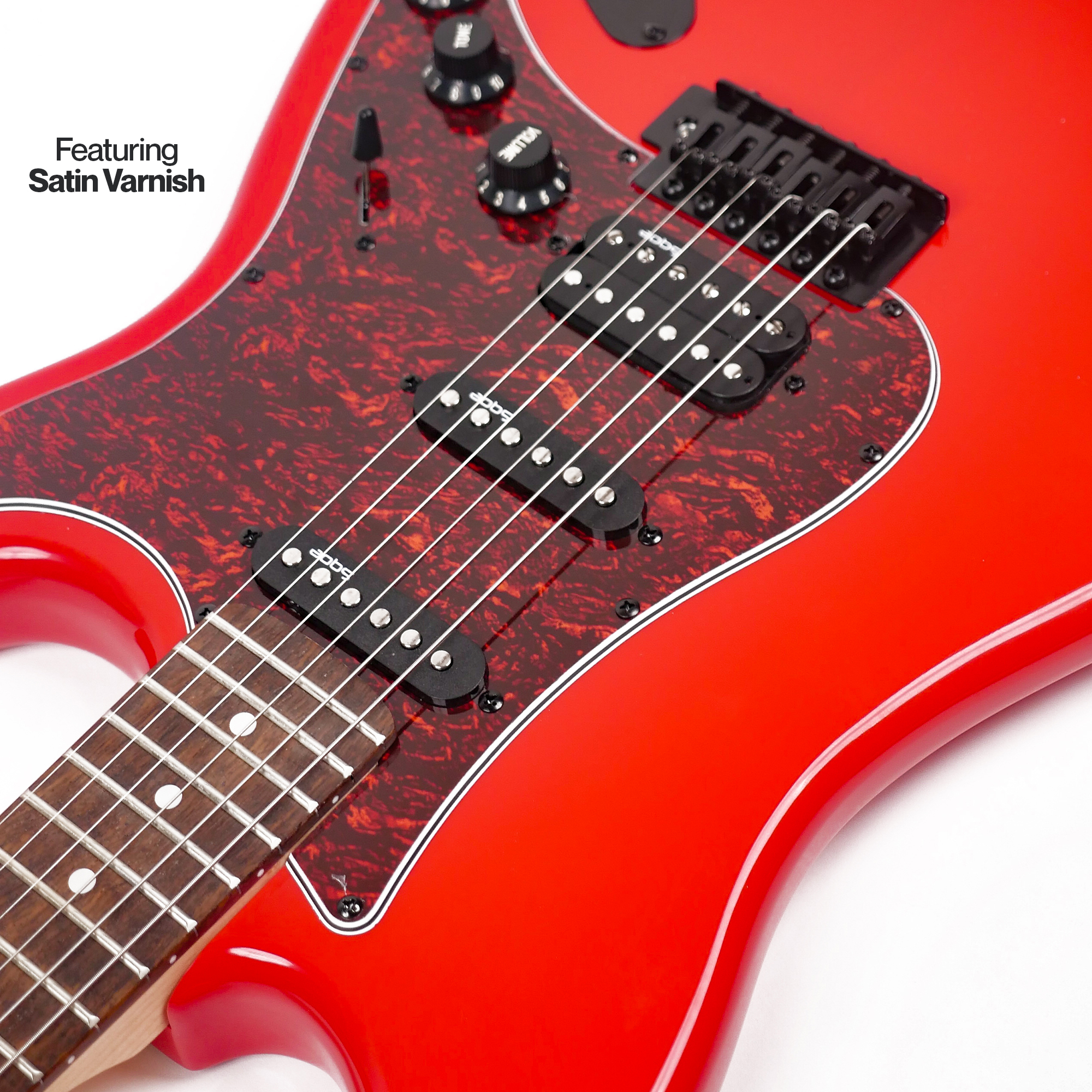 SQOE SEST230 Super Strat HSS Electric guitar With Rosewood Fret Board Red