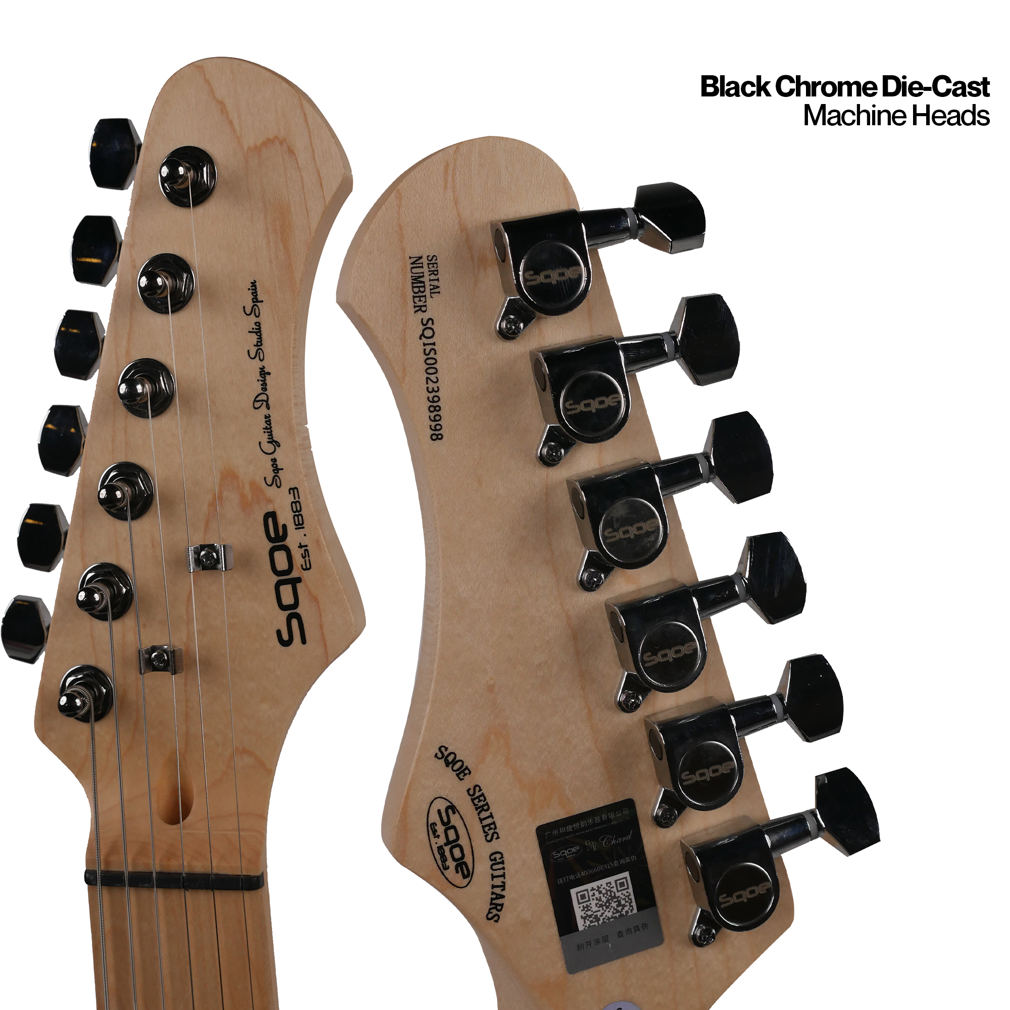 SQOE SEST250 Bk Super Strat Electric Guitar Black