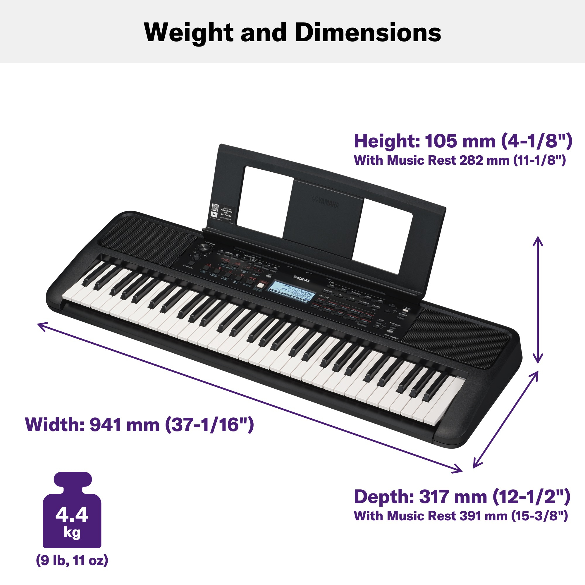 Yamaha PSR-E383 Portable Keyboard 61 Keys